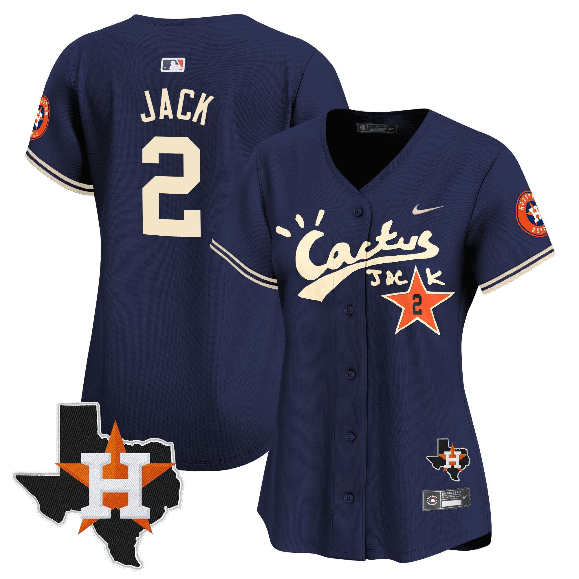 Women’s Houston Cactus Jack Patch Vapor Premier Limited Jersey V7 – Stitched