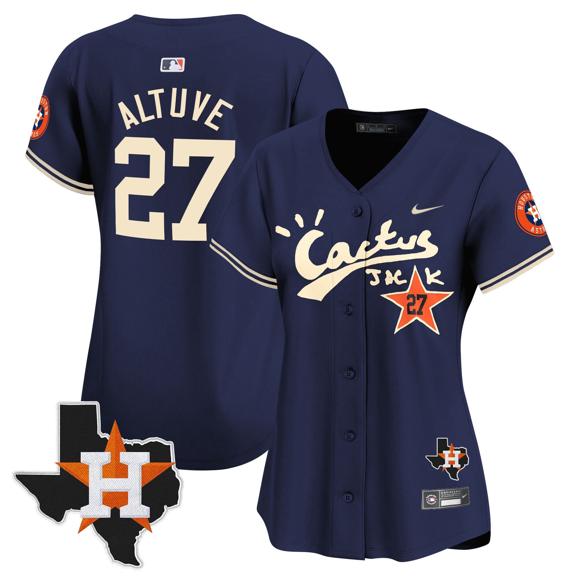 Women’s Houston Cactus Jack Patch Vapor Premier Limited Jersey V7 – Stitched