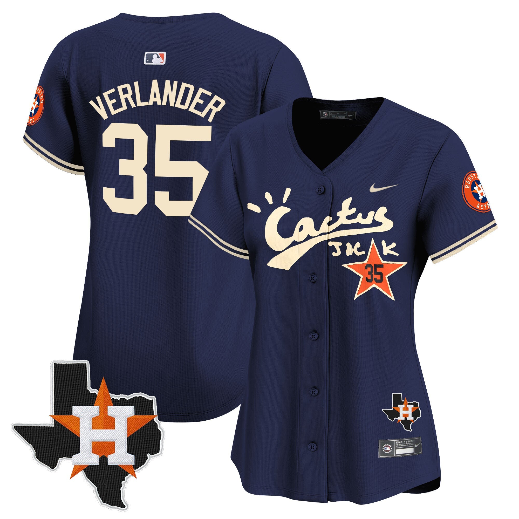 Women’s Houston Cactus Jack Patch Vapor Premier Limited Jersey V7 – Stitched