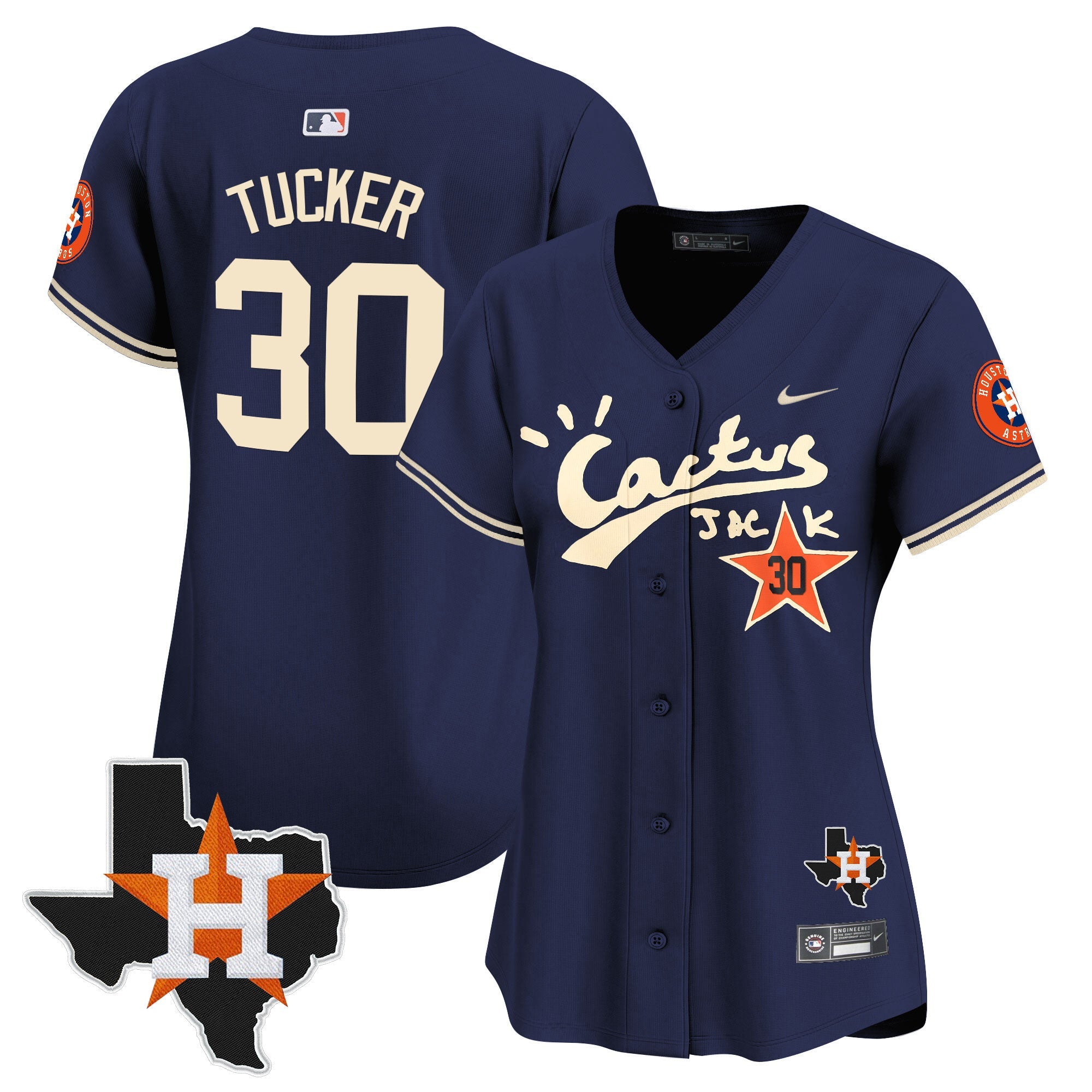 Women’s Houston Cactus Jack Patch Vapor Premier Limited Jersey V7 – Stitched