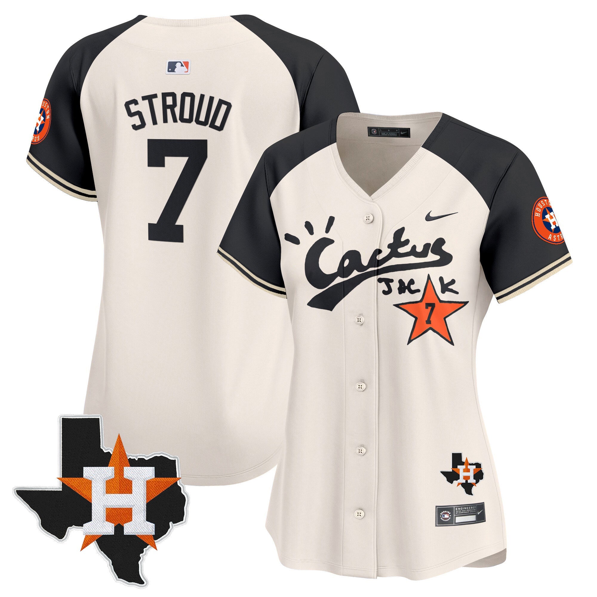 Women’s Houston Cactus Jack Patch Vapor Premier Limited Jersey V7 – Stitched