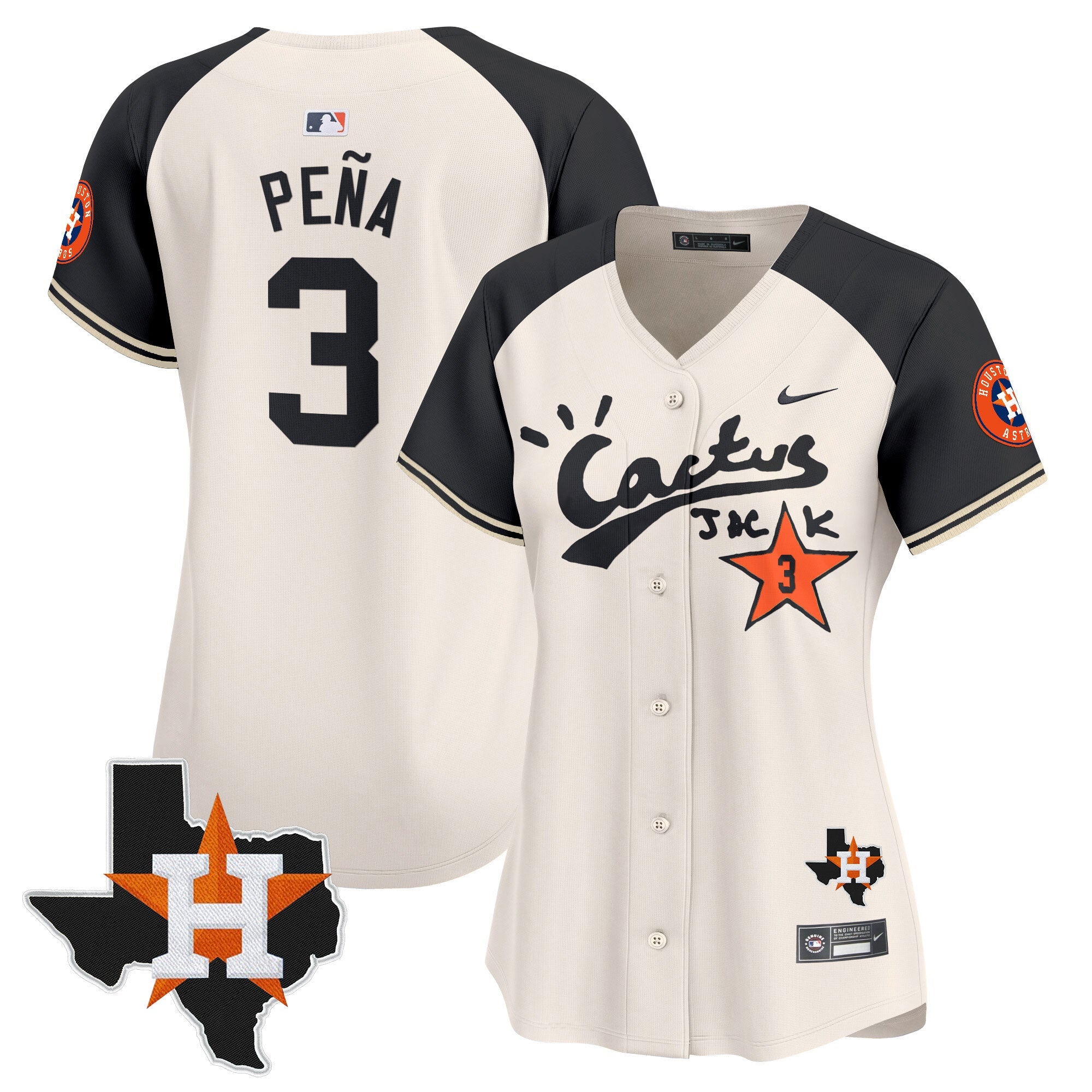 Women’s Houston Cactus Jack Patch Vapor Premier Limited Jersey V7 – Stitched