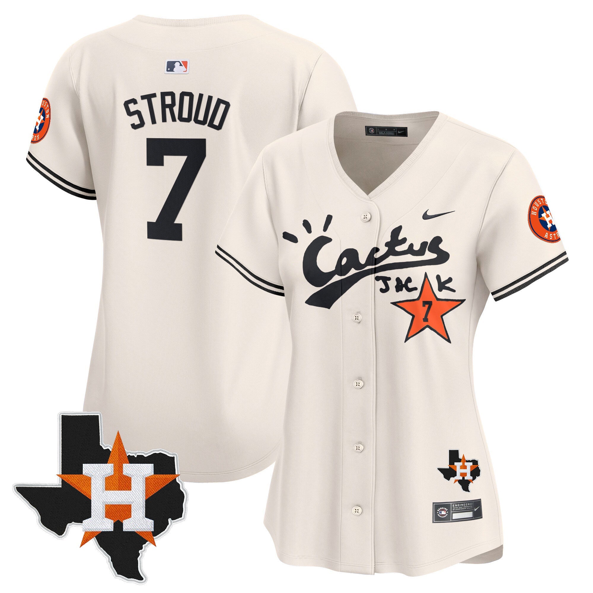 Women’s Houston Cactus Jack Patch Vapor Premier Limited Jersey V7 – Stitched