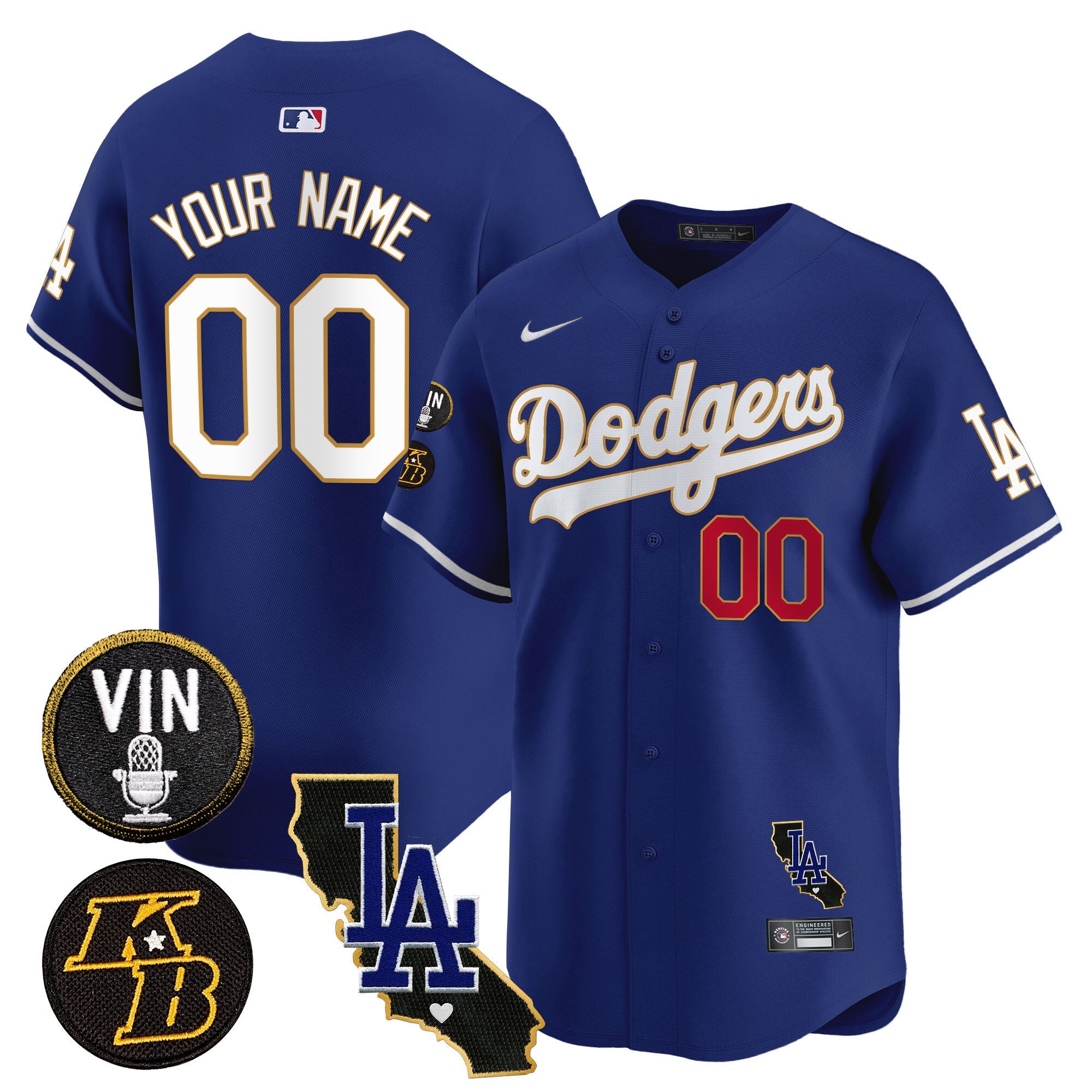 Vin Patch & Kobe Bryant Gold Trim Vapor Premier Limited Custom Jersey V2