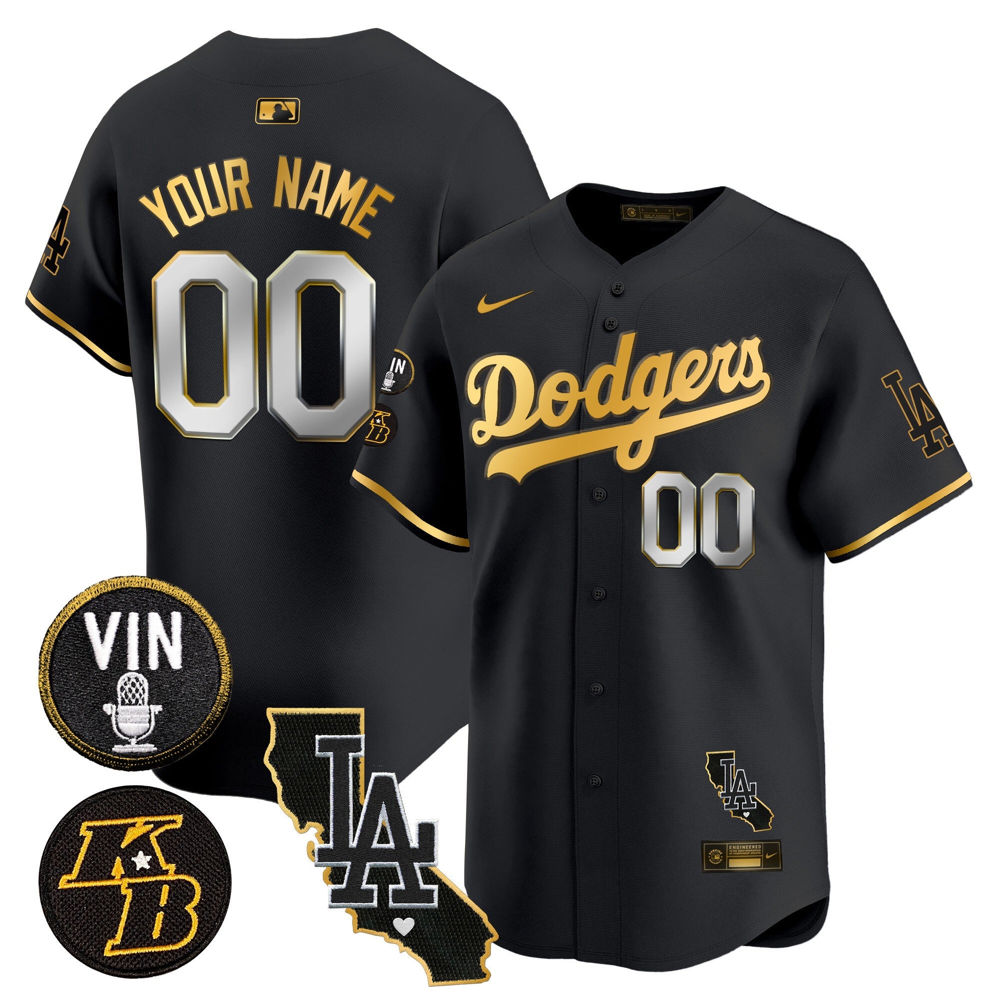 Vin Patch & Kobe Bryant Gold Trim Vapor Premier Limited Custom Jersey V2