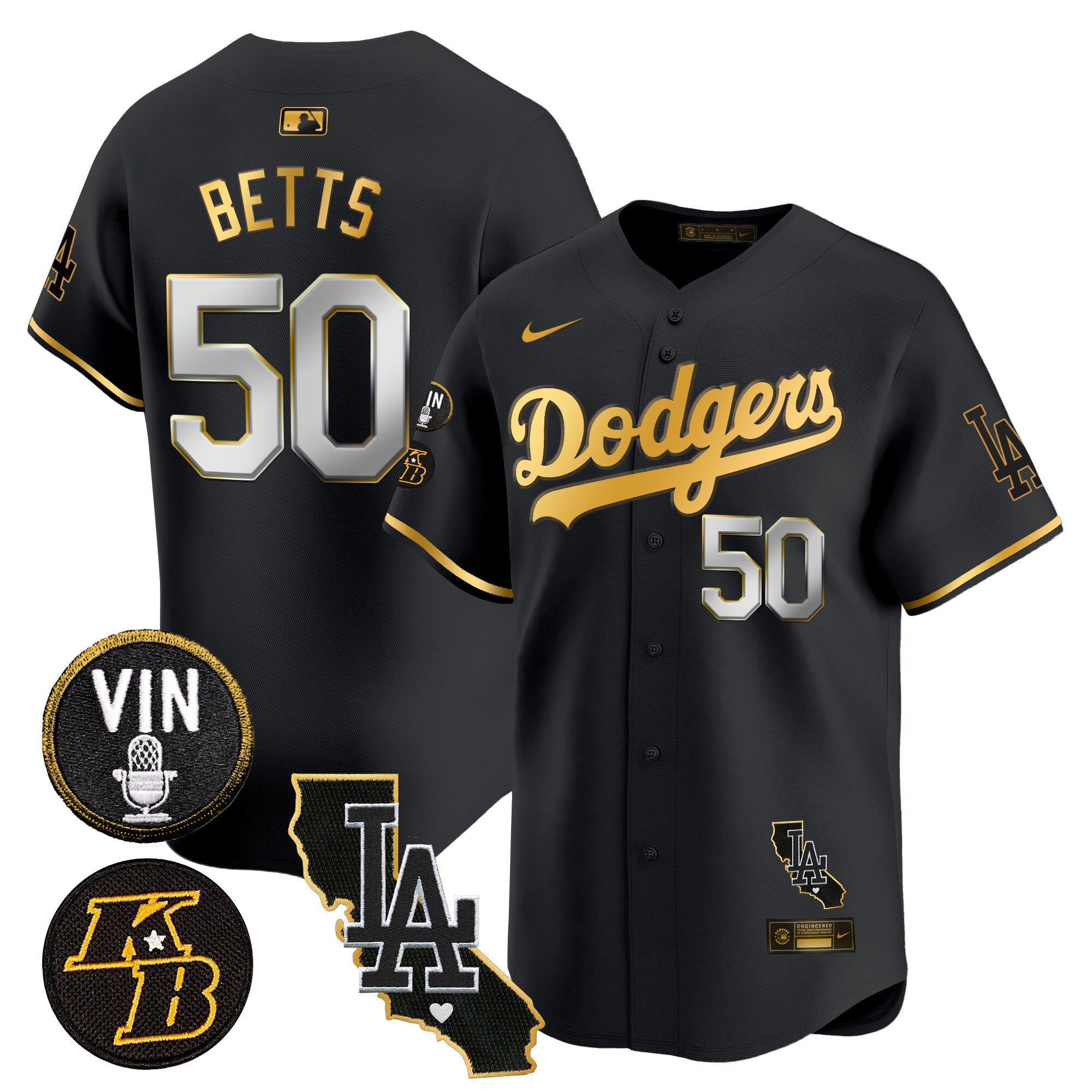 Men’s Vin & Kobe Patch Gold Trim Vapor Premier Limited Jersey V2