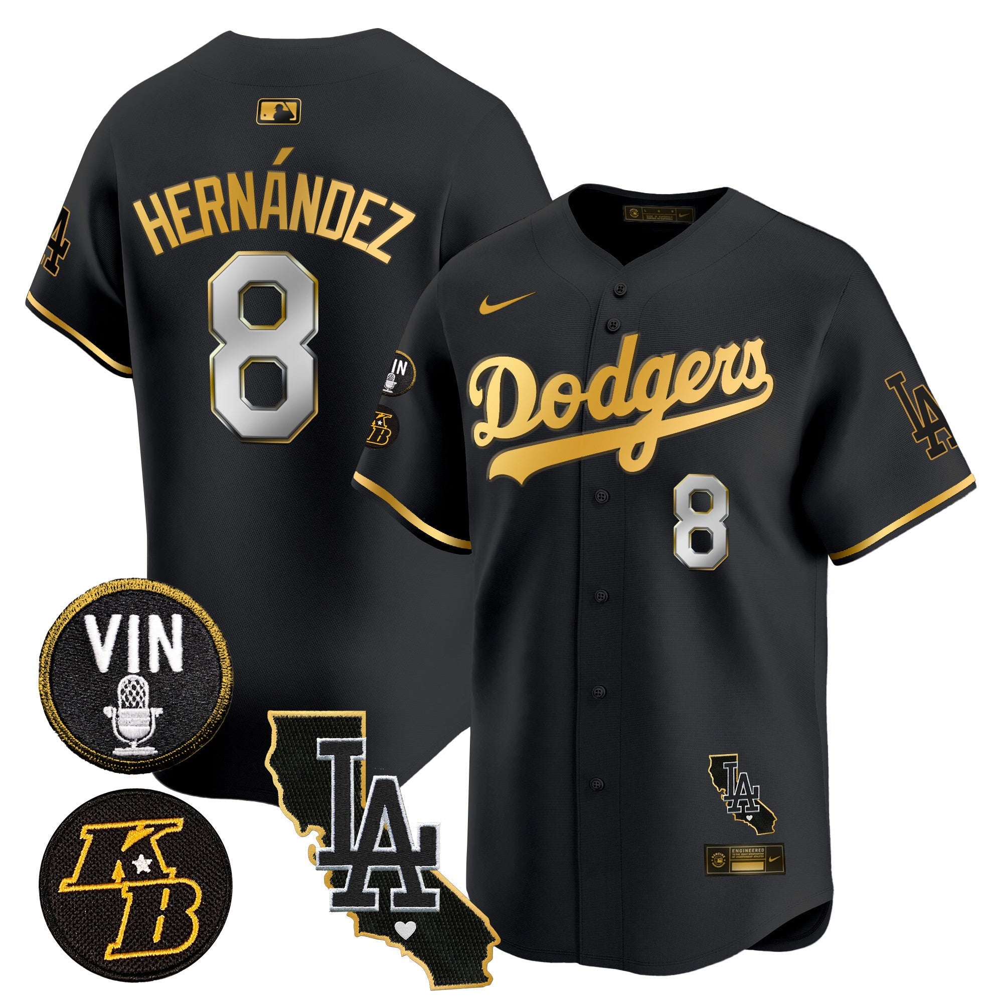 Men’s Vin & Kobe Patch Gold Trim Vapor Premier Limited Jersey V2