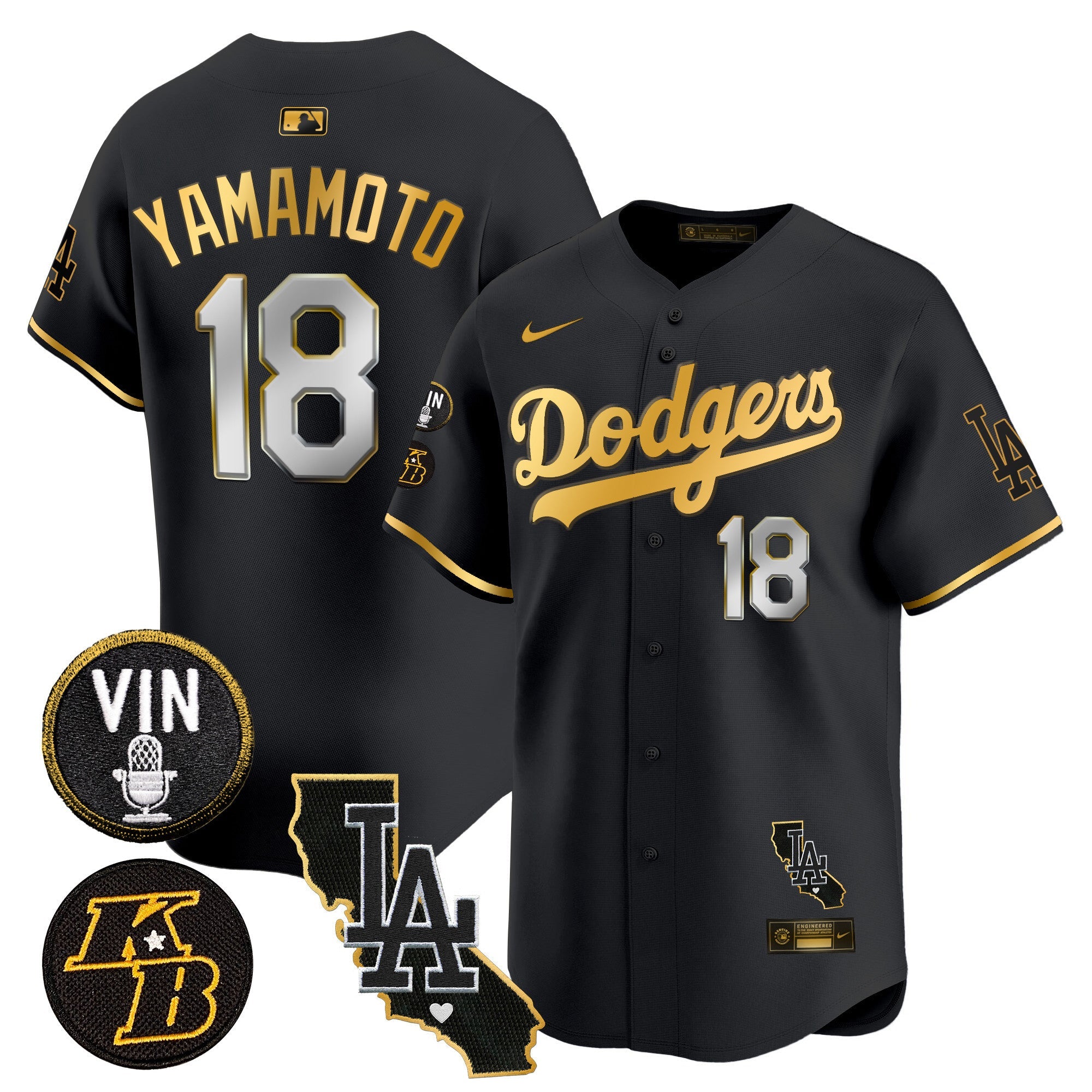 Men’s Vin & Kobe Patch Gold Trim Vapor Premier Limited Jersey V2