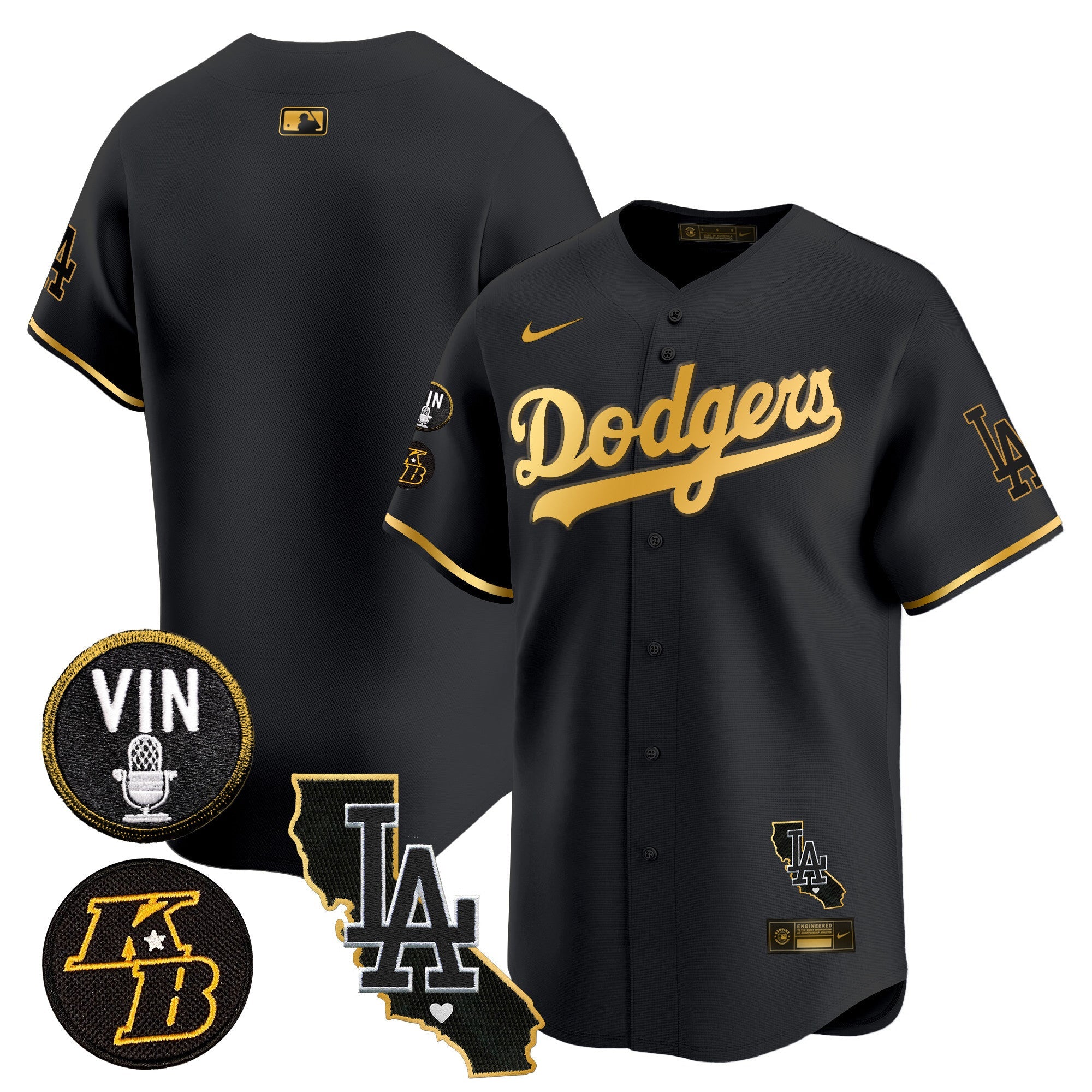 Men’s Vin & Kobe Patch Gold Trim Vapor Premier Limited Jersey V2