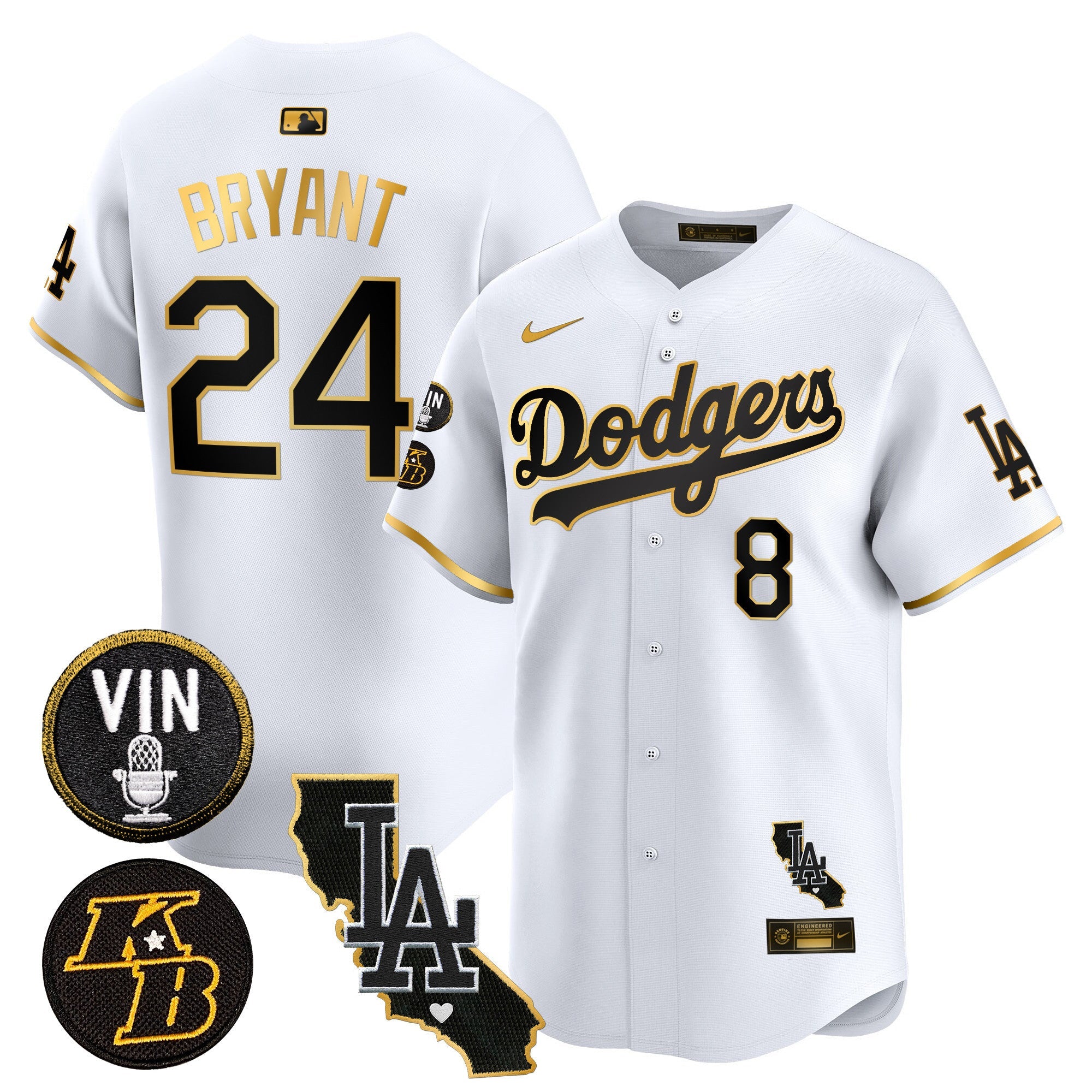 Men’s Vin & Kobe Patch Gold Trim Vapor Premier Limited Jersey V2