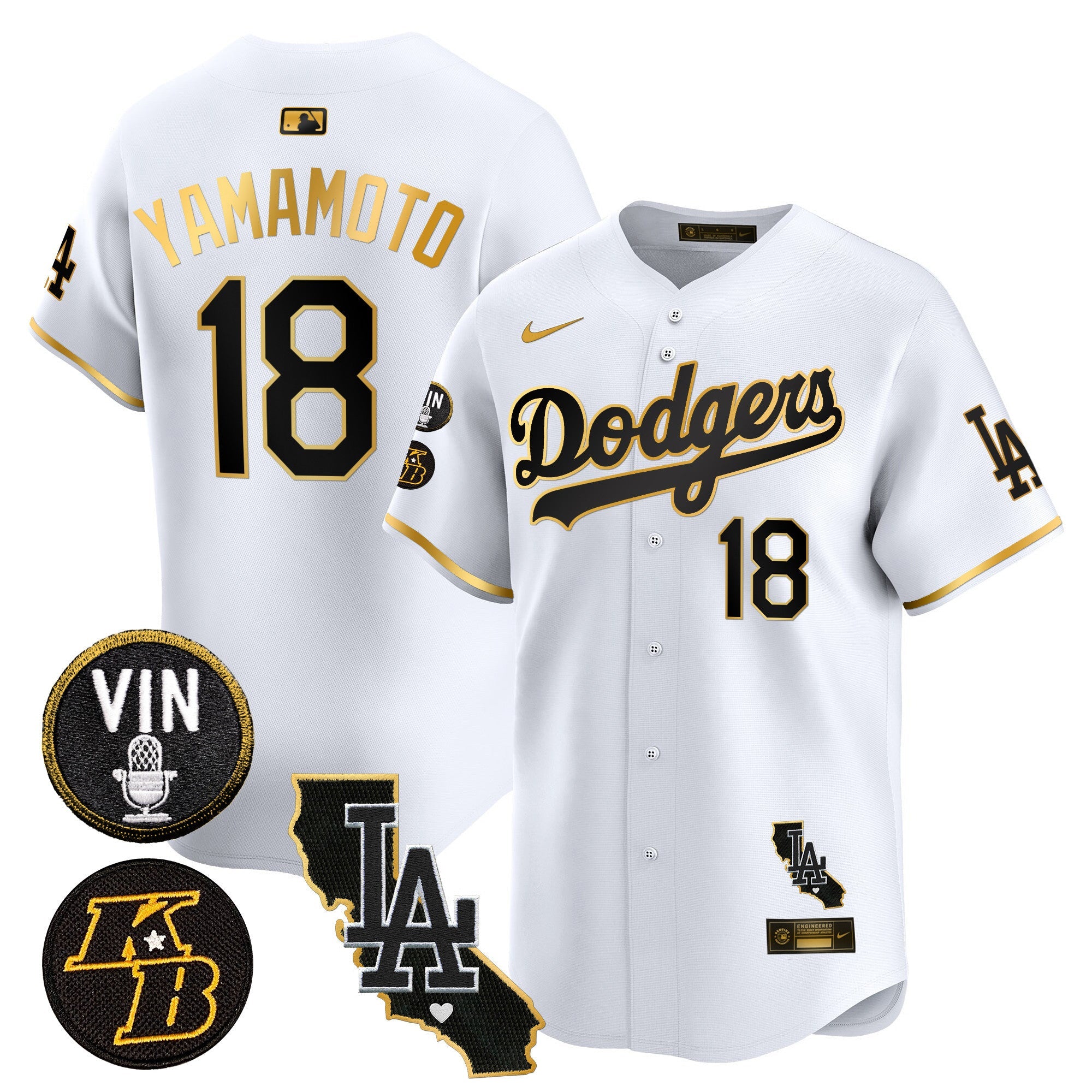 Men’s Vin & Kobe Patch Gold Trim Vapor Premier Limited Jersey V2