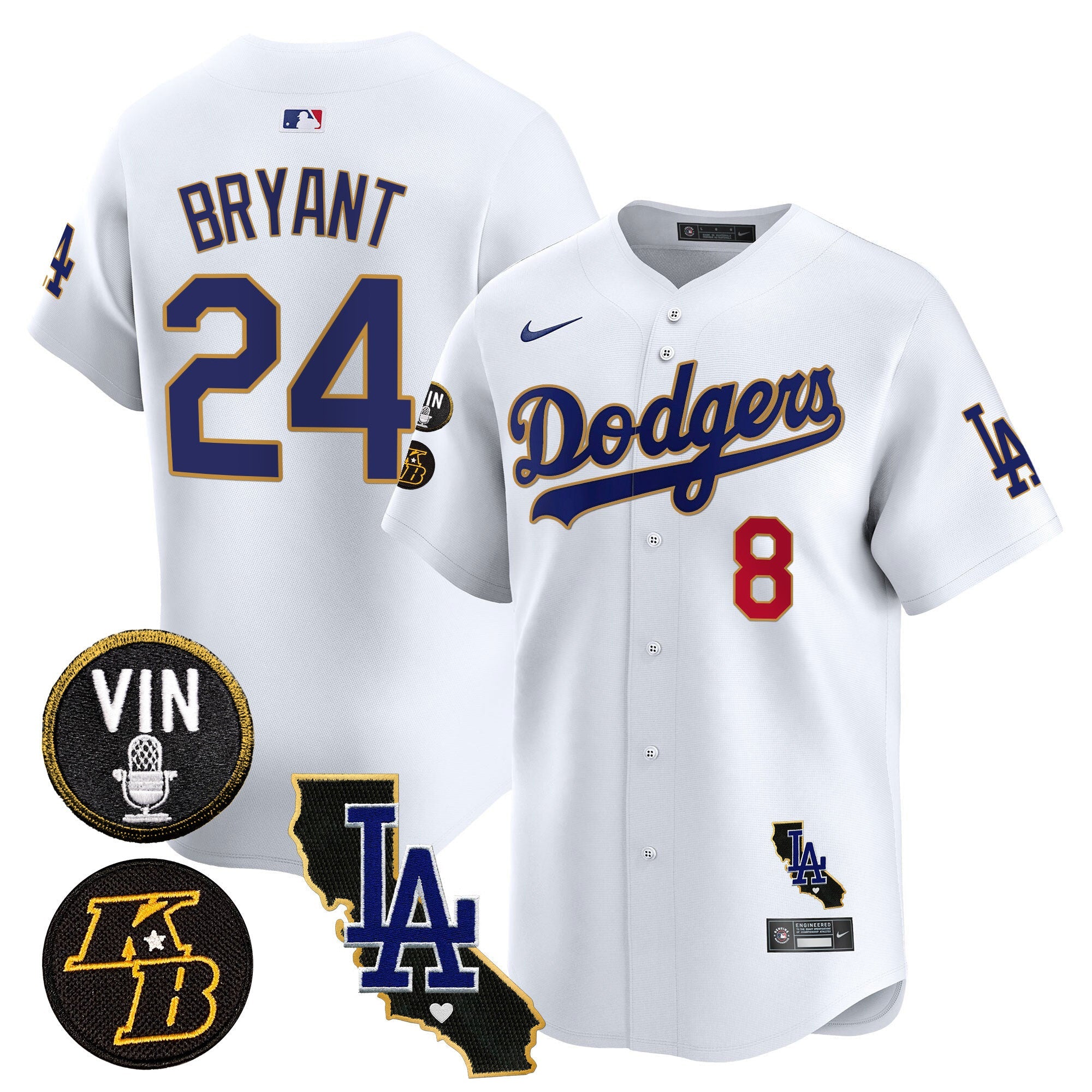 Men’s Vin & Kobe Patch Gold Trim Vapor Premier Limited Jersey V2