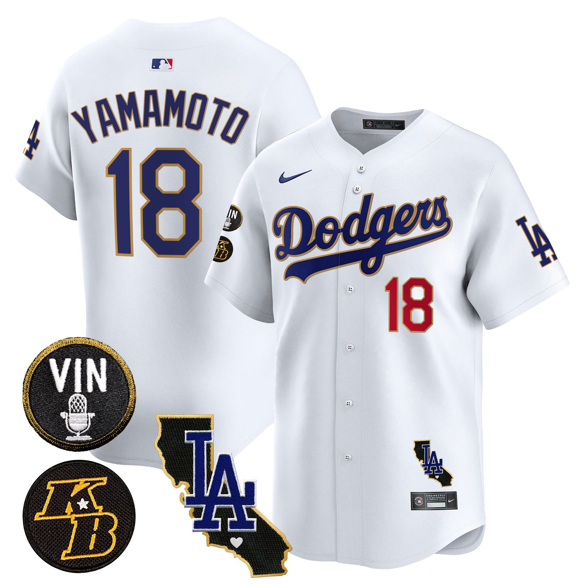 Men’s Vin & Kobe Patch Gold Trim Vapor Premier Limited Jersey V2