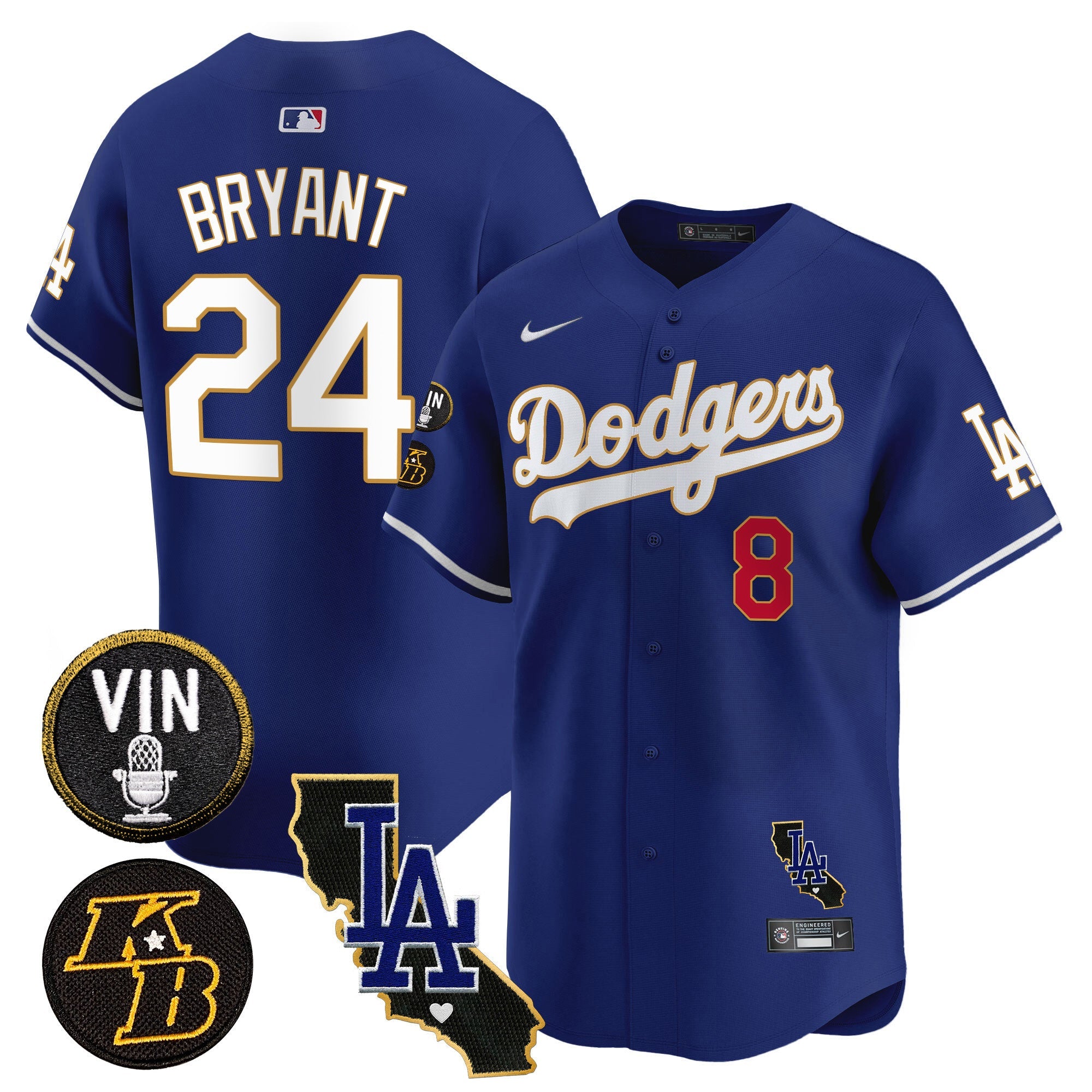 Men’s Vin & Kobe Patch Gold Trim Vapor Premier Limited Jersey V2