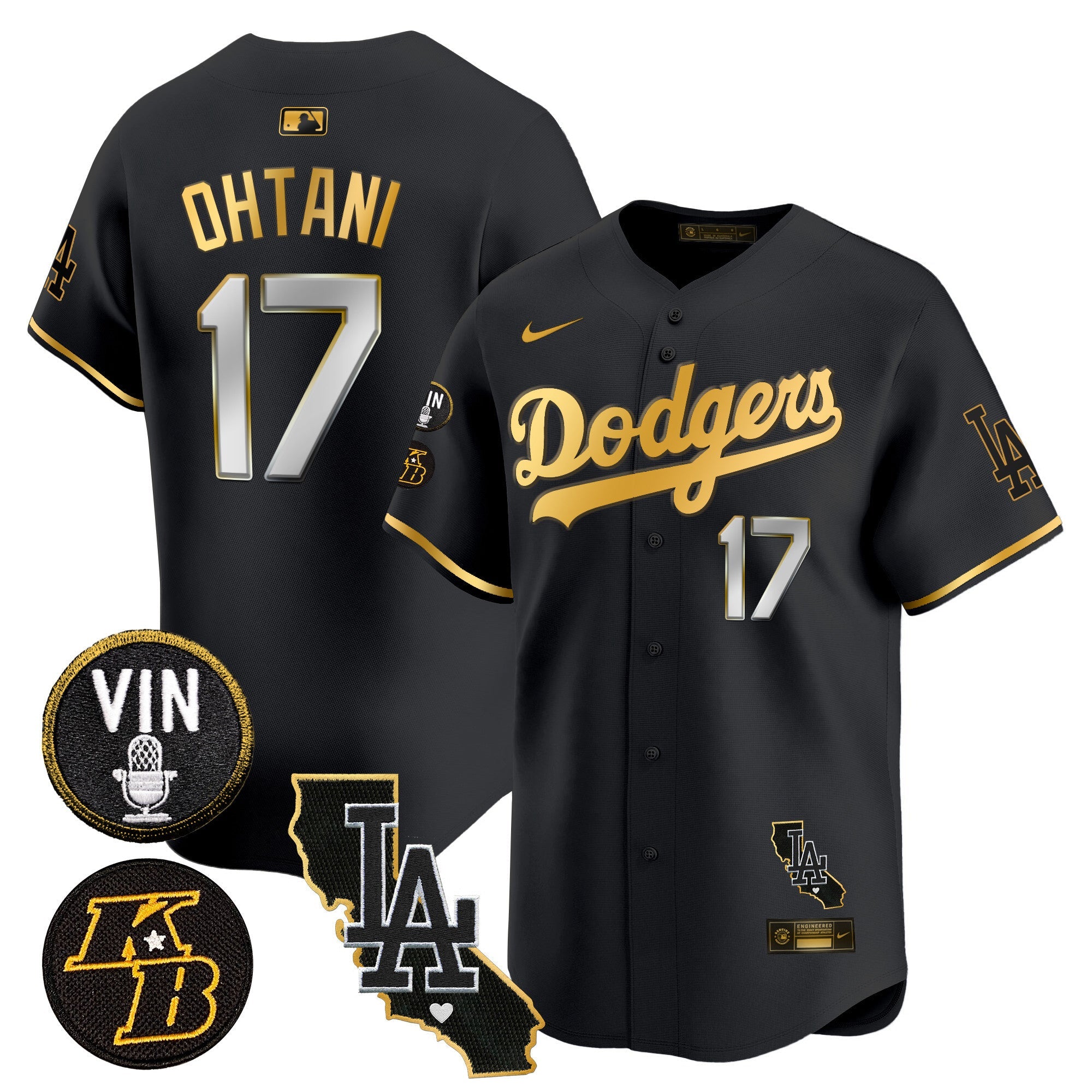 Men’s Vin & Kobe Patch Gold Trim Vapor Premier Limited Jersey V2