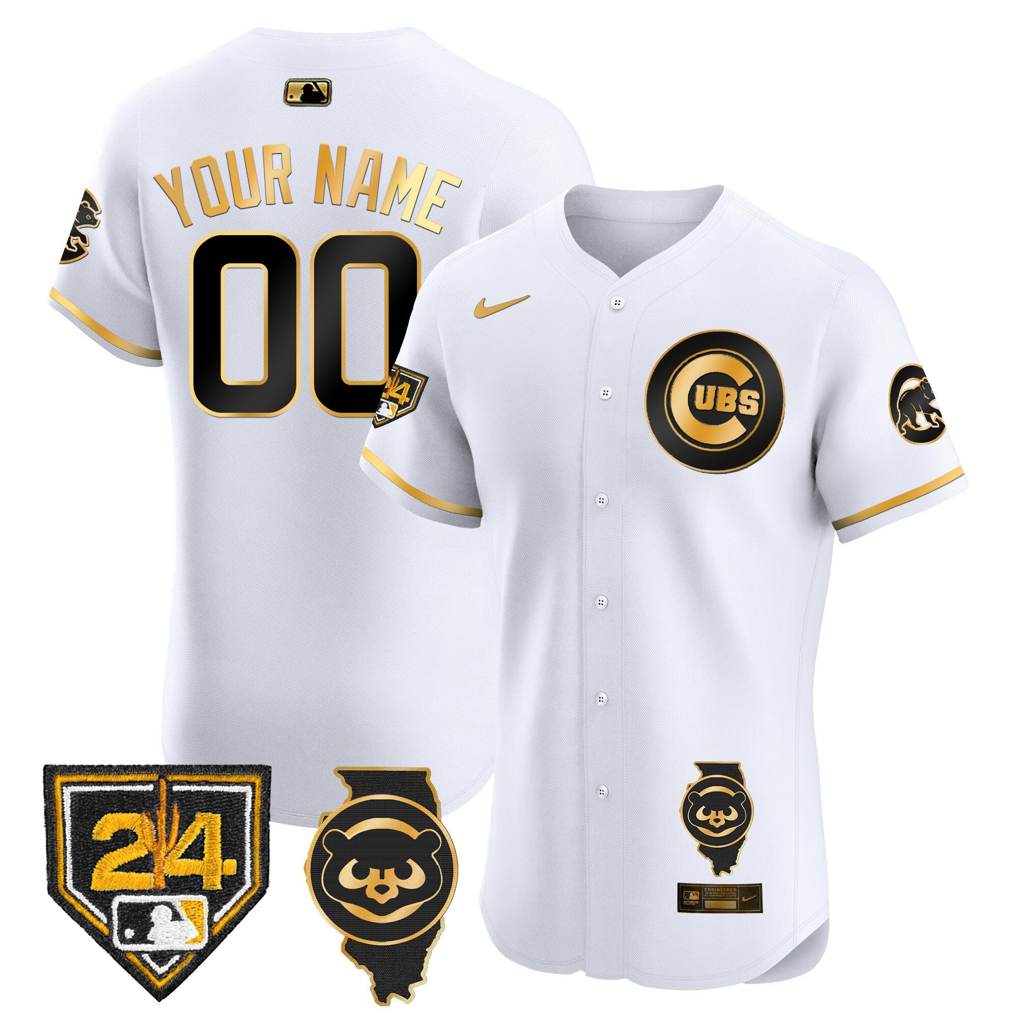 Chicago Spring Training & Illinois Patch Vapor Premier Elite Custom Jersey