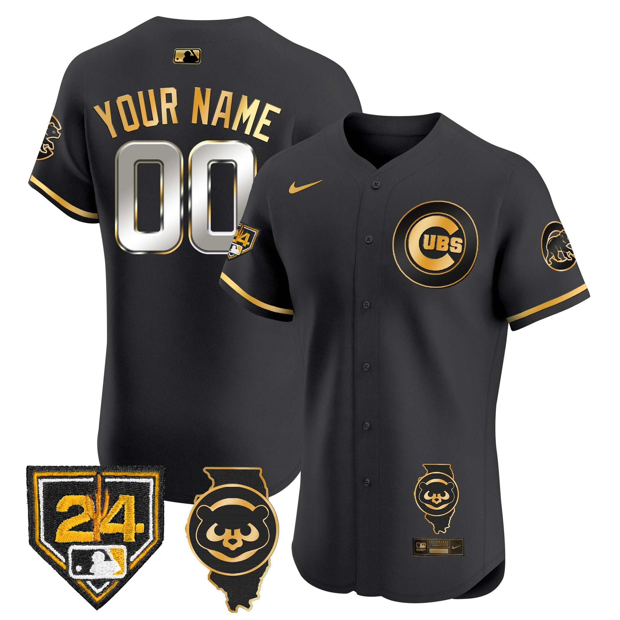 Chicago Spring Training & Illinois Patch Vapor Premier Elite Custom Jersey