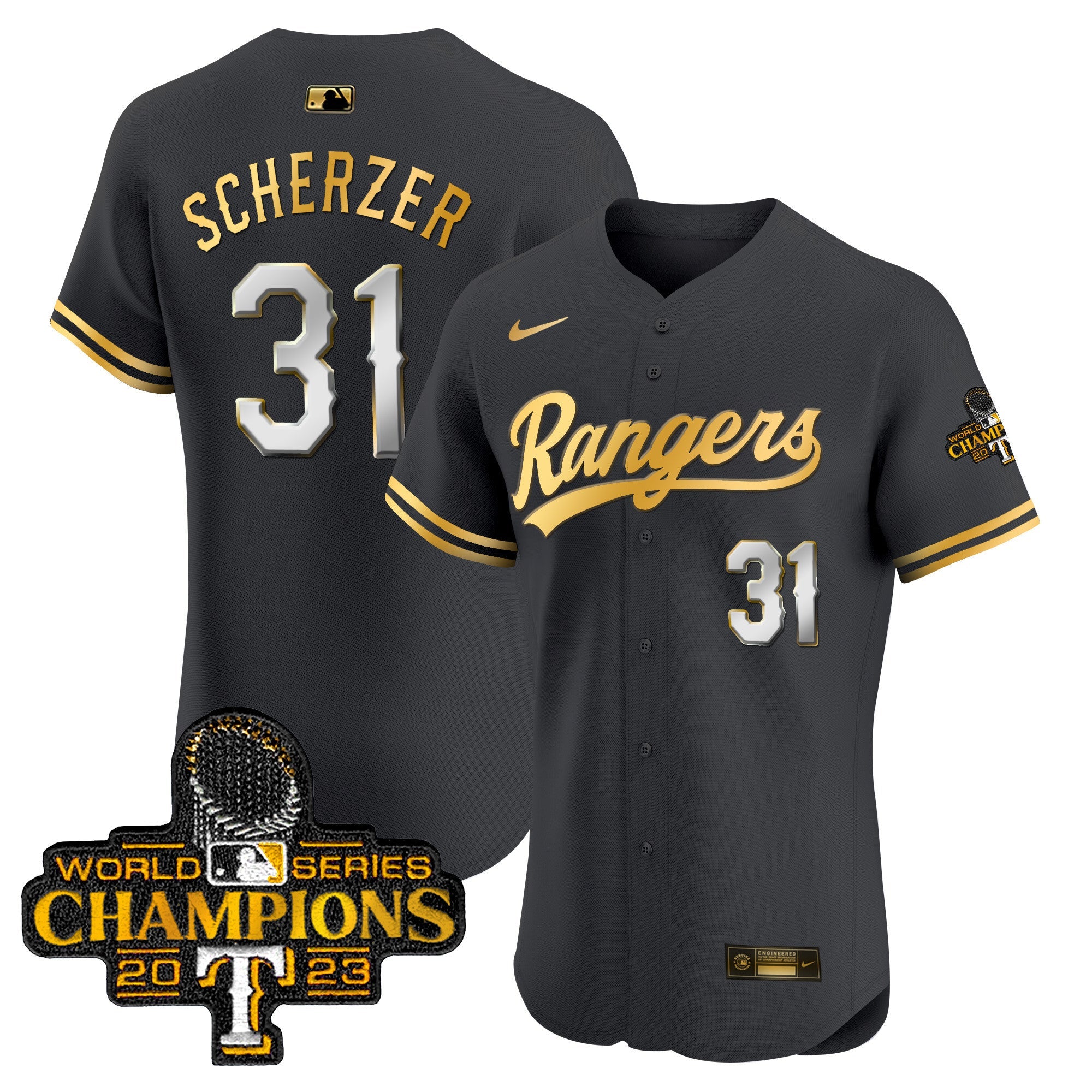 Men’s Texas 2023 World Series Champions Gold Trim Vapor Premier Elite Jersey