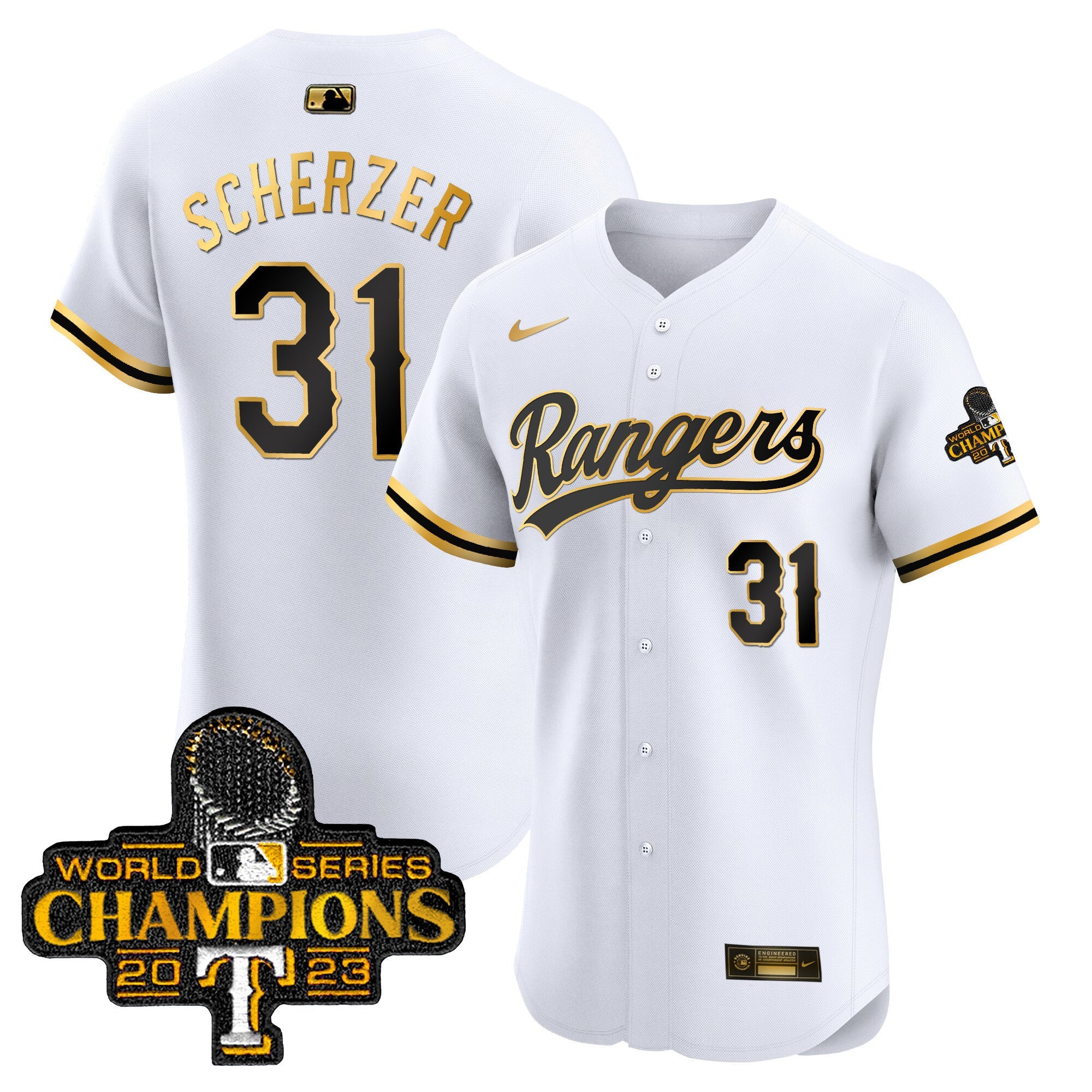 Men’s Texas 2023 World Series Champions Gold Trim Vapor Premier Elite Jersey