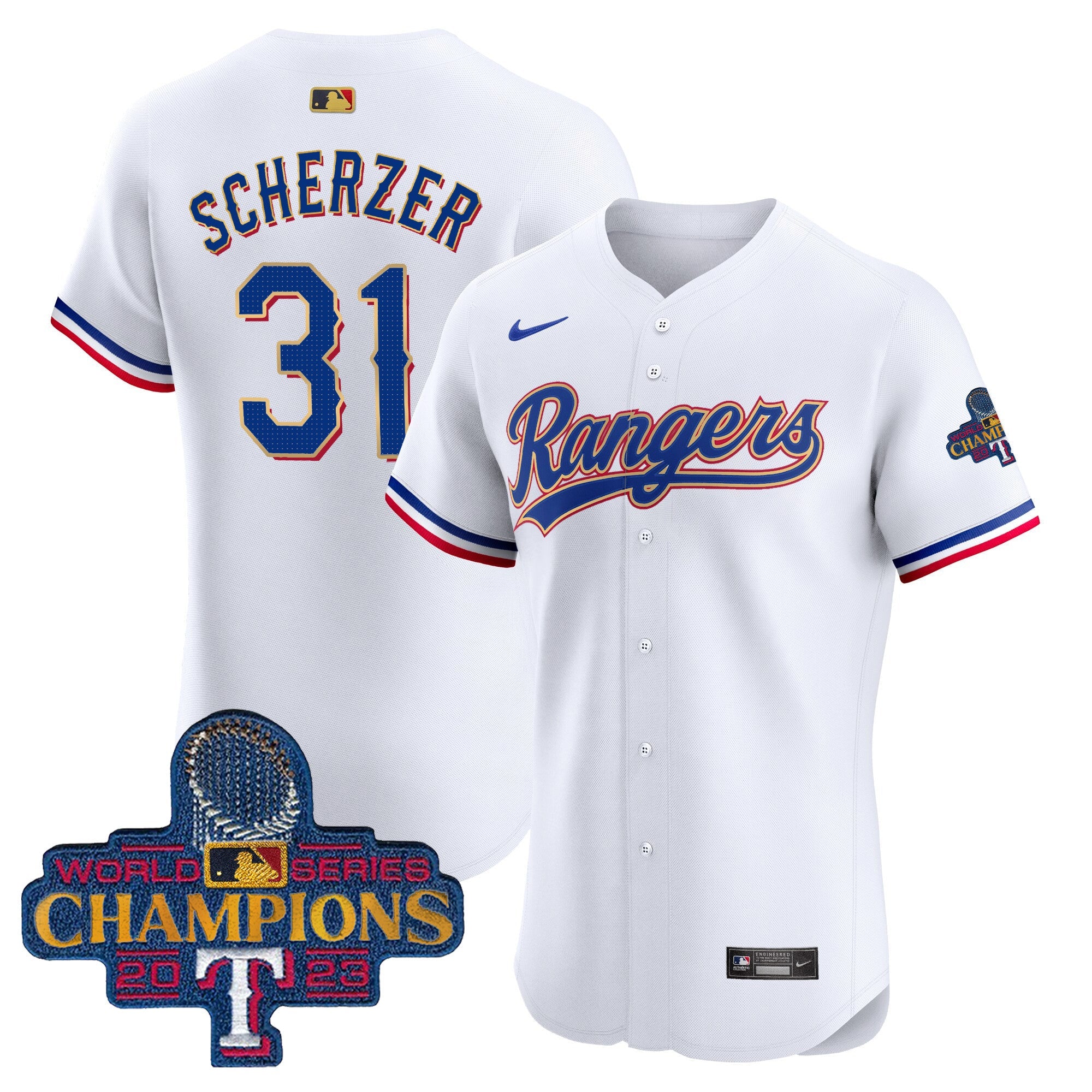 Men’s Texas 2023 World Series Champions Gold Trim Vapor Premier Elite Jersey