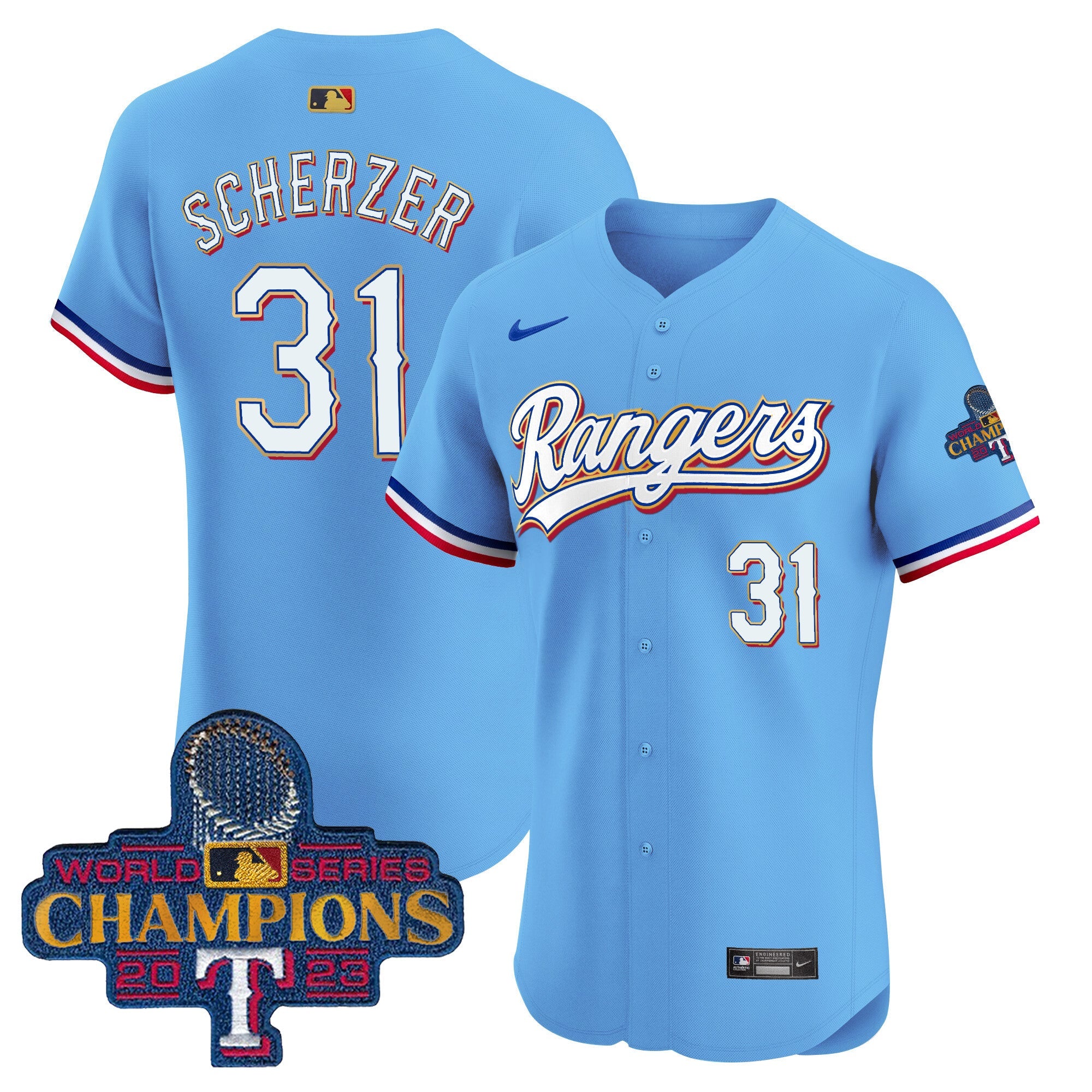 Men’s Texas 2023 World Series Champions Gold Trim Vapor Premier Elite Jersey