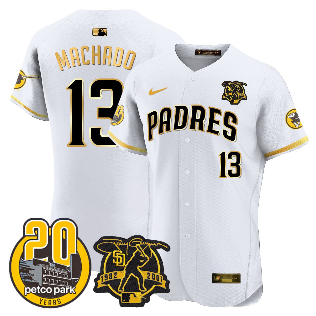 Men’s Tony Gwynn & Petco Park 20th Patch Vapor Premier Elite Jersey