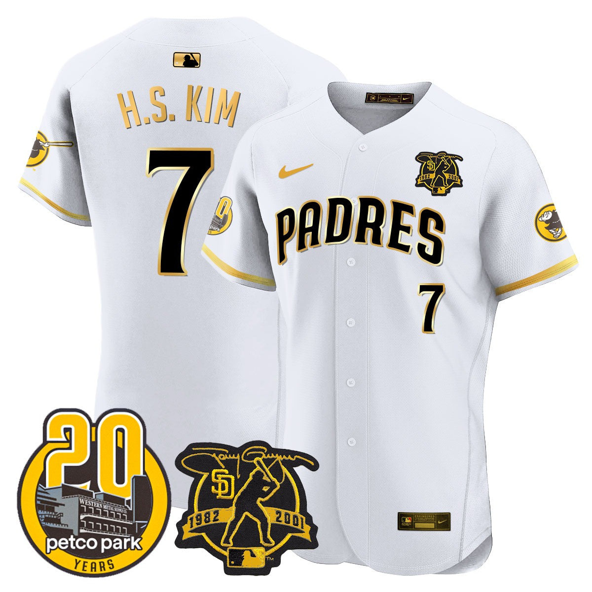 Men’s Tony Gwynn & Petco Park 20th Patch Vapor Premier Elite Jersey