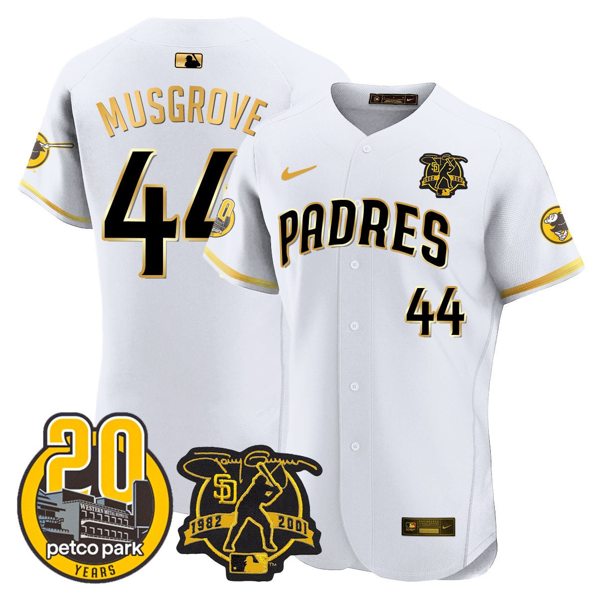 Men’s Tony Gwynn & Petco Park 20th Patch Vapor Premier Elite Jersey