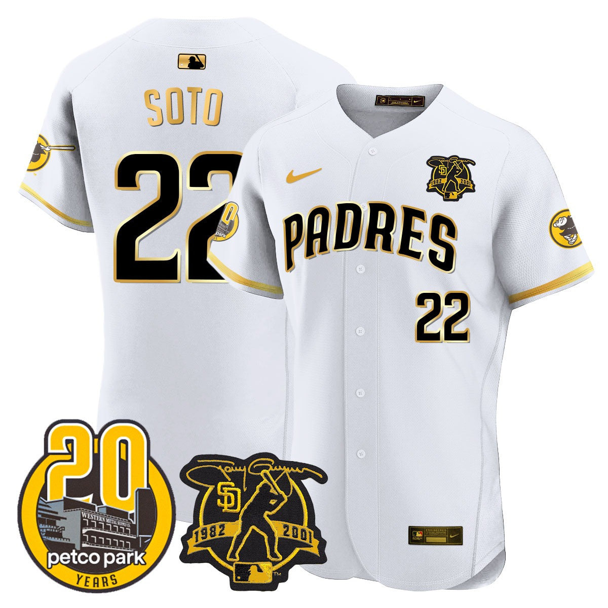 Men’s Tony Gwynn & Petco Park 20th Patch Vapor Premier Elite Jersey