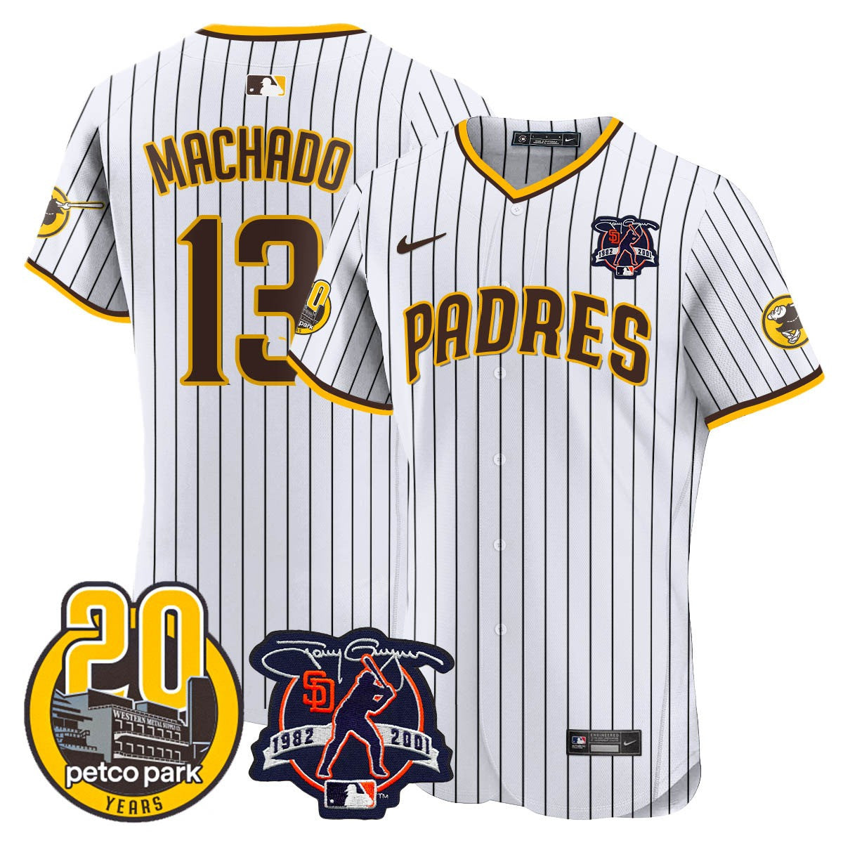 Men’s Tony Gwynn & Petco Park 20th Patch Vapor Premier Elite Jersey
