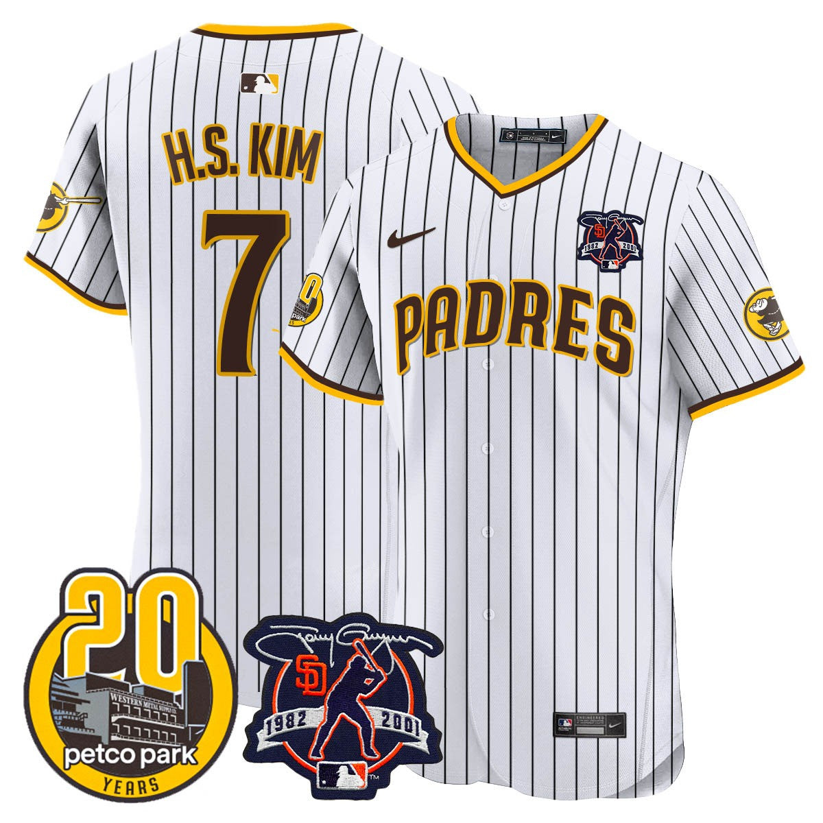 Men’s Tony Gwynn & Petco Park 20th Patch Vapor Premier Elite Jersey