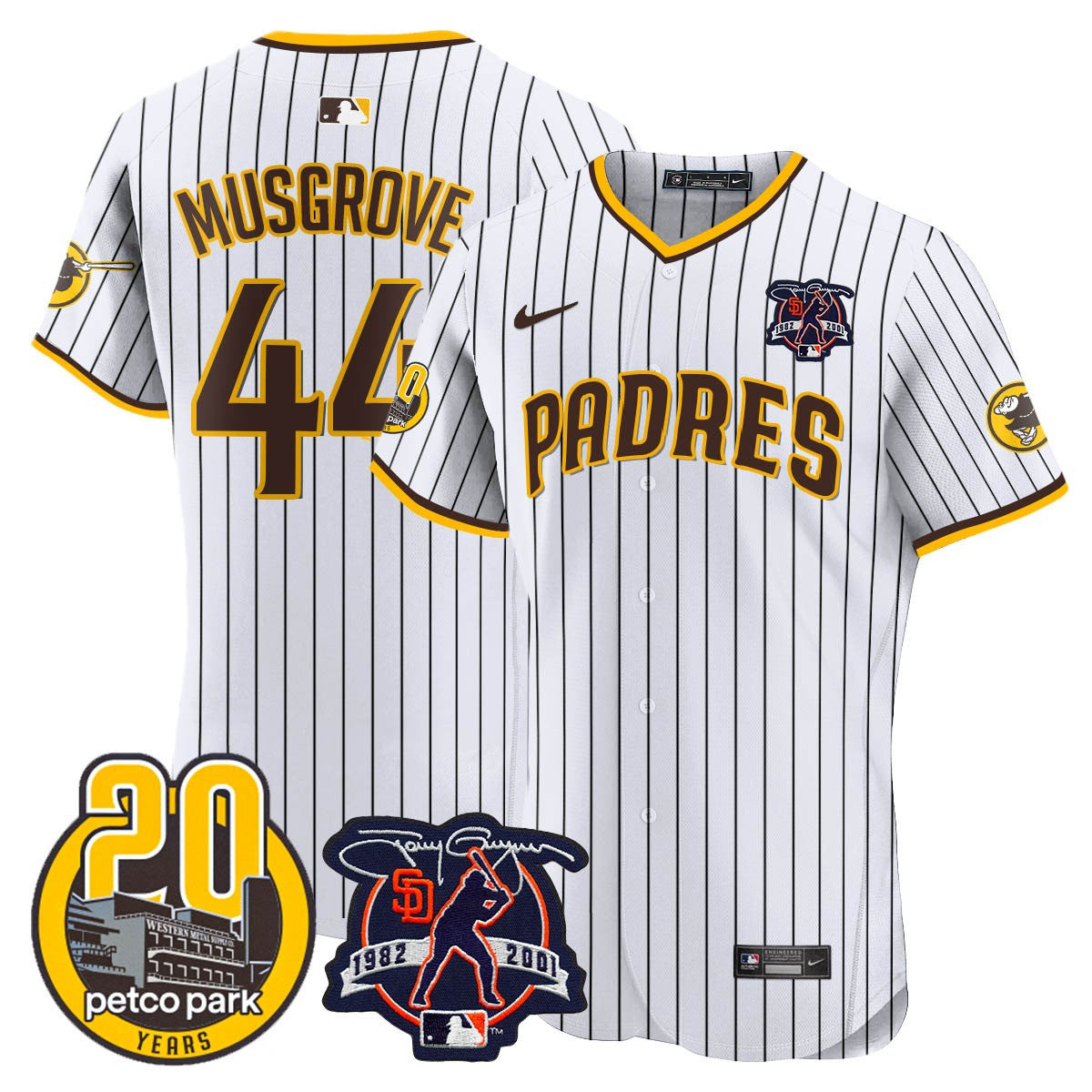 Men’s Tony Gwynn & Petco Park 20th Patch Vapor Premier Elite Jersey