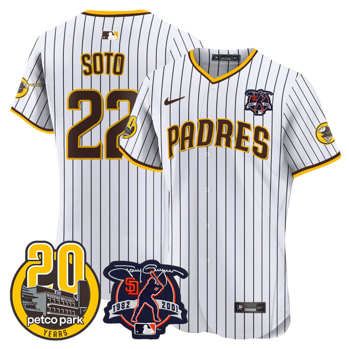 Men’s Tony Gwynn & Petco Park 20th Patch Vapor Premier Elite Jersey