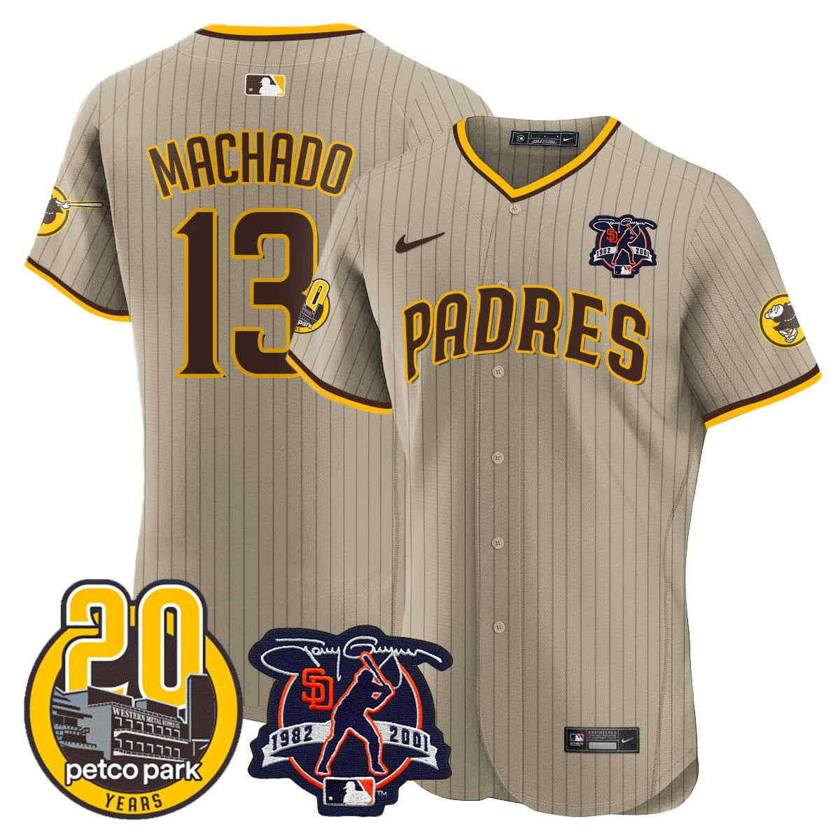 Men’s Tony Gwynn & Petco Park 20th Patch Vapor Premier Elite Jersey