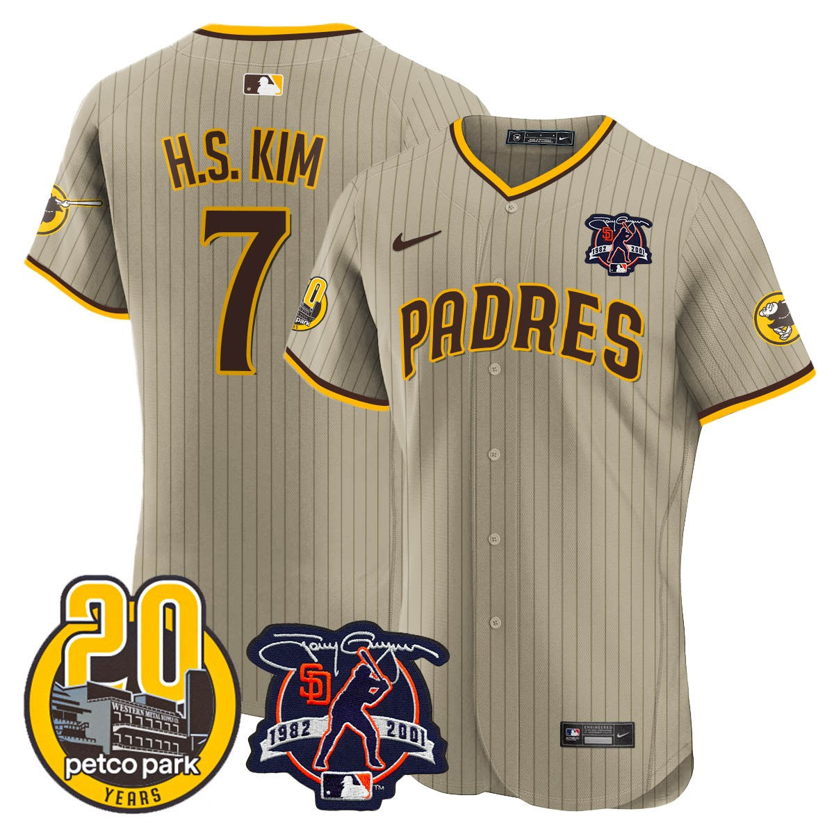 Men’s Tony Gwynn & Petco Park 20th Patch Vapor Premier Elite Jersey