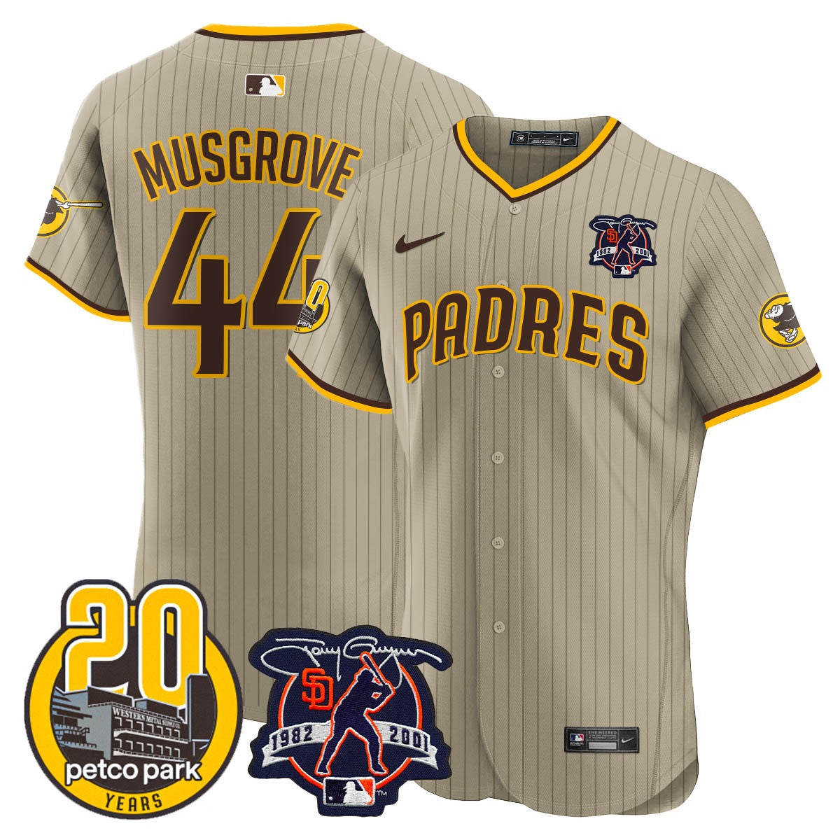 Men’s Tony Gwynn & Petco Park 20th Patch Vapor Premier Elite Jersey