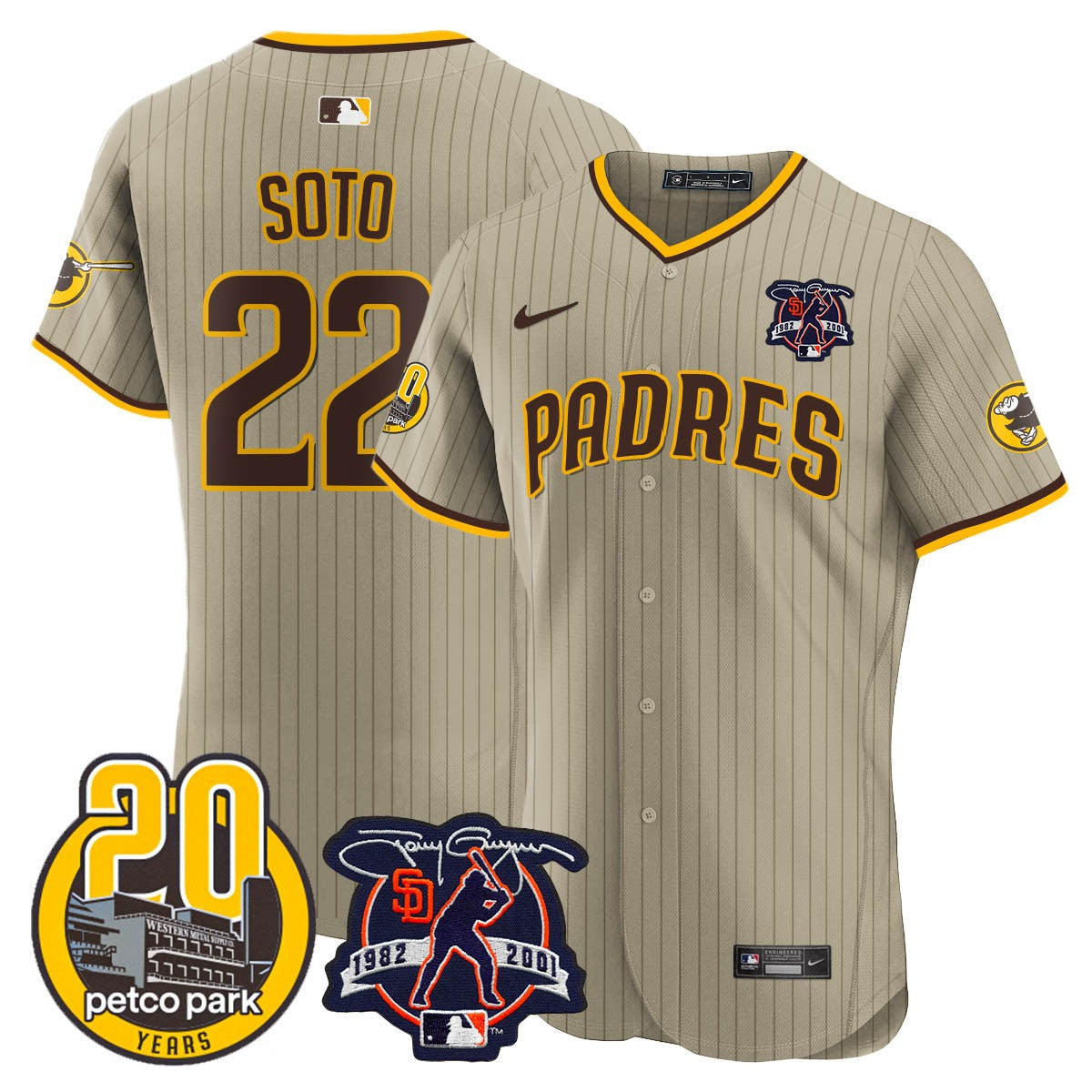 Men’s Tony Gwynn & Petco Park 20th Patch Vapor Premier Elite Jersey
