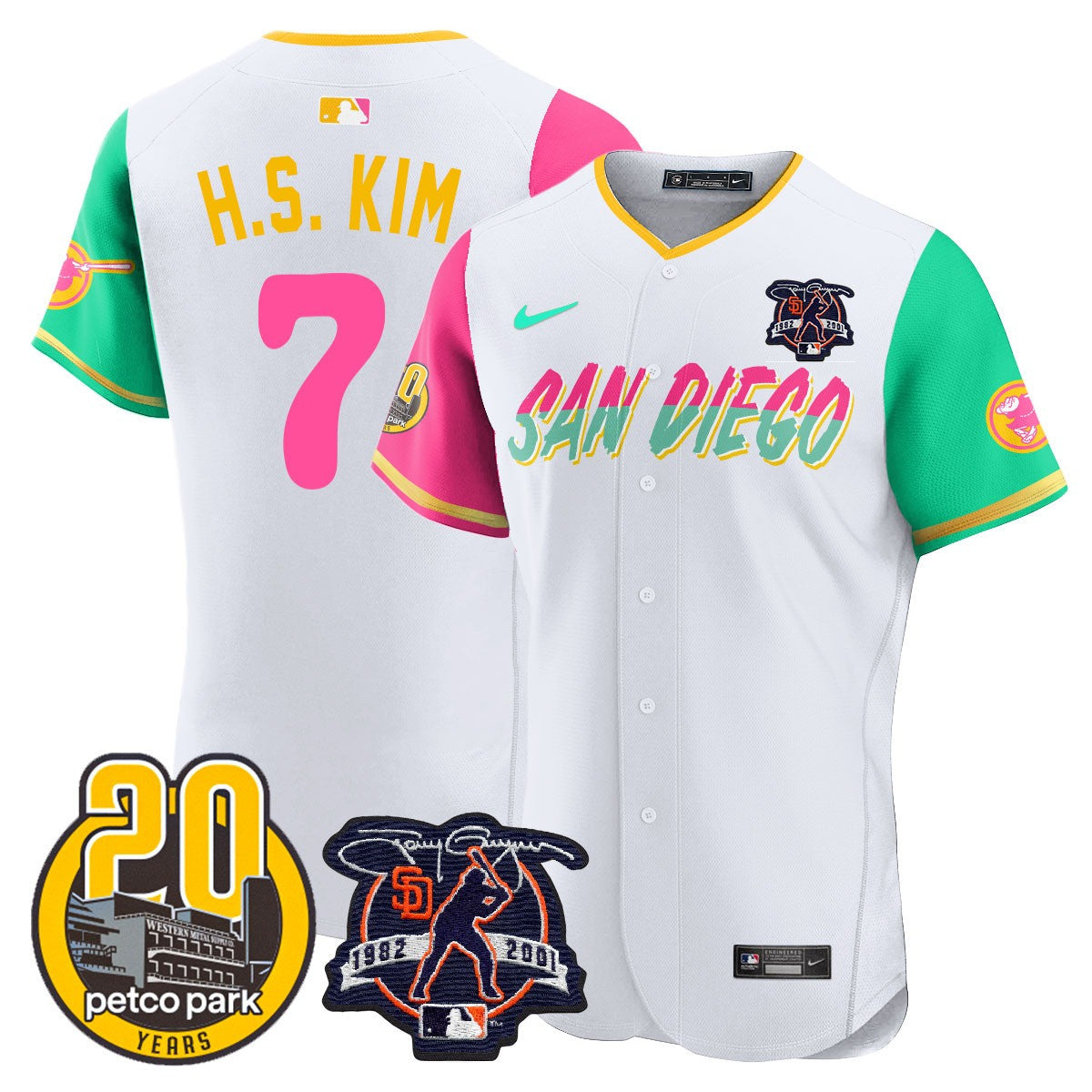 Men’s Tony Gwynn & Petco Park 20th Patch Vapor Premier Elite Jersey