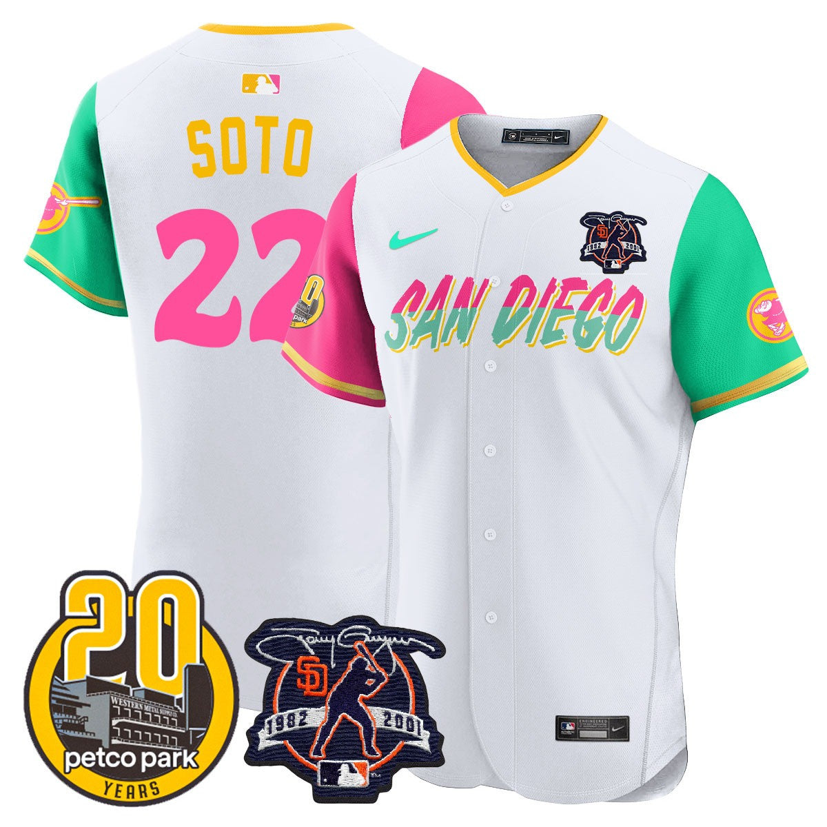 Men’s Tony Gwynn & Petco Park 20th Patch Vapor Premier Elite Jersey