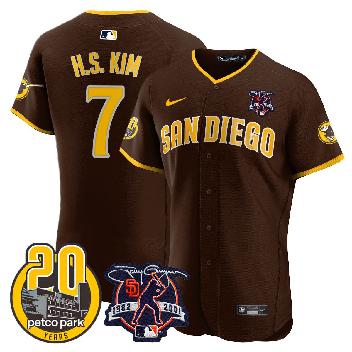 Men’s Tony Gwynn & Petco Park 20th Patch Vapor Premier Elite Jersey