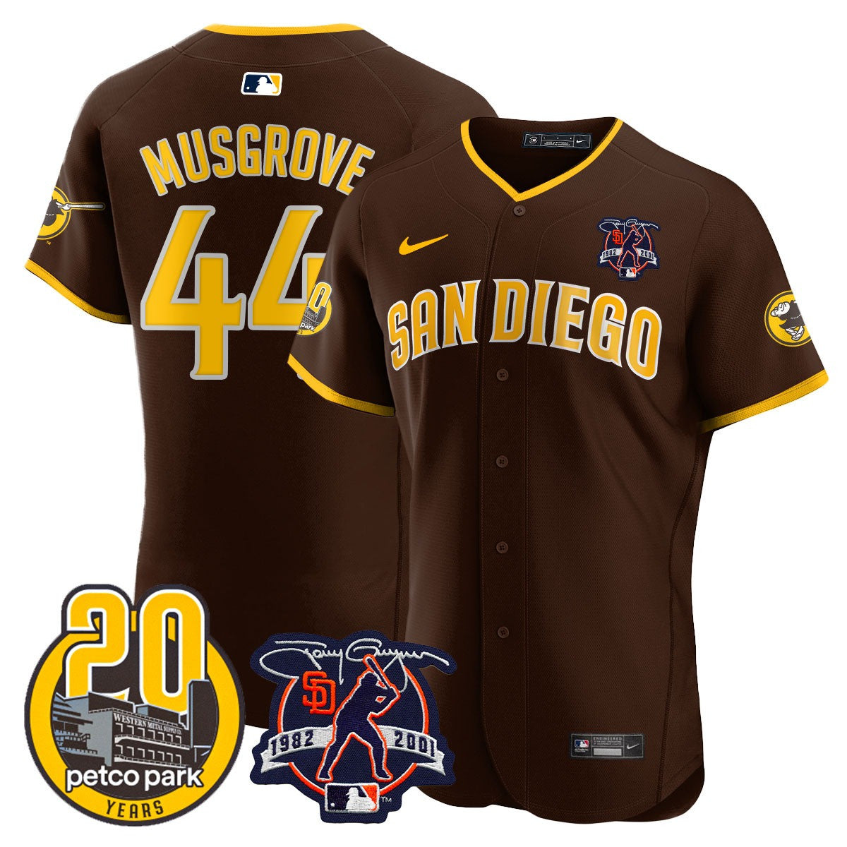 Men’s Tony Gwynn & Petco Park 20th Patch Vapor Premier Elite Jersey