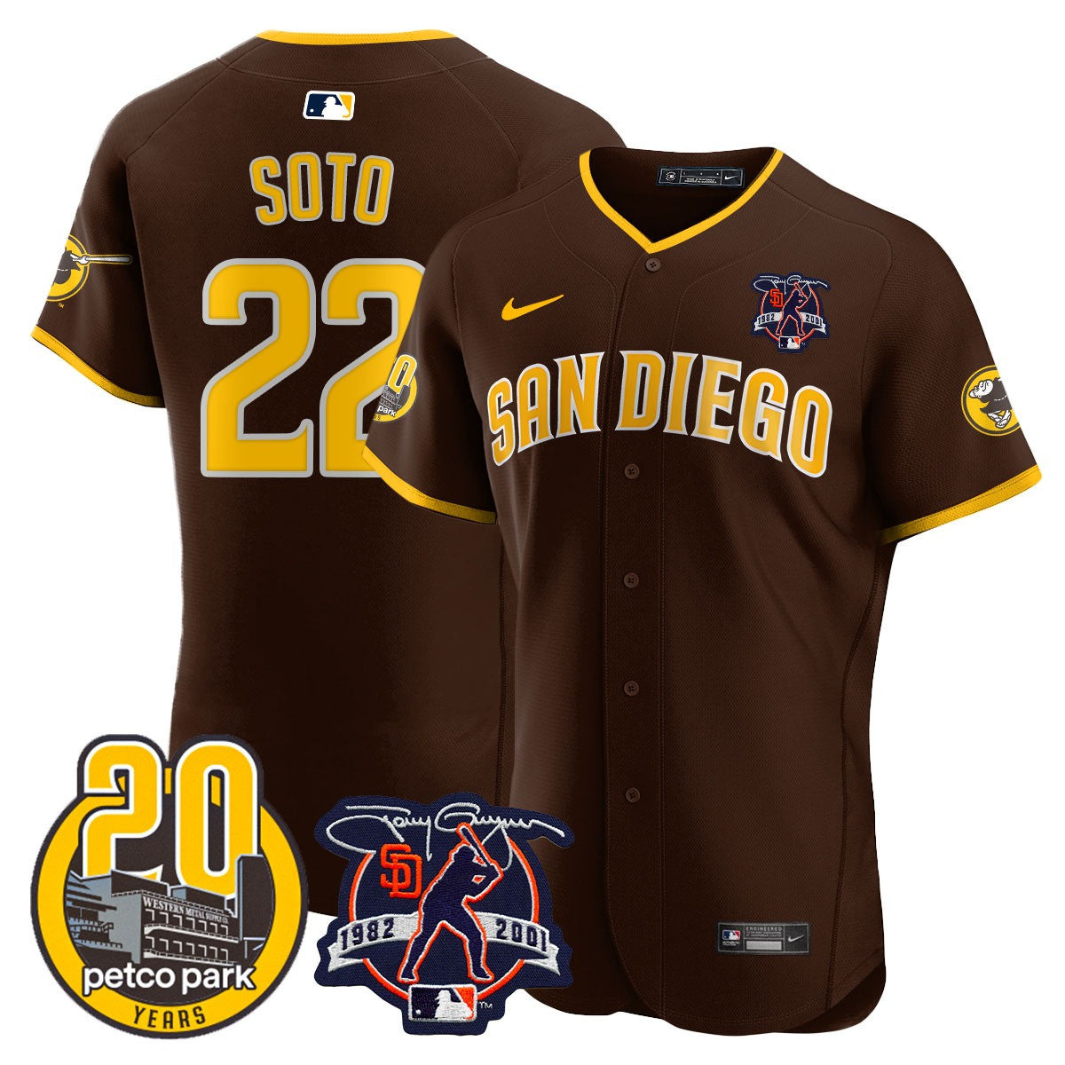Men’s Tony Gwynn & Petco Park 20th Patch Vapor Premier Elite Jersey