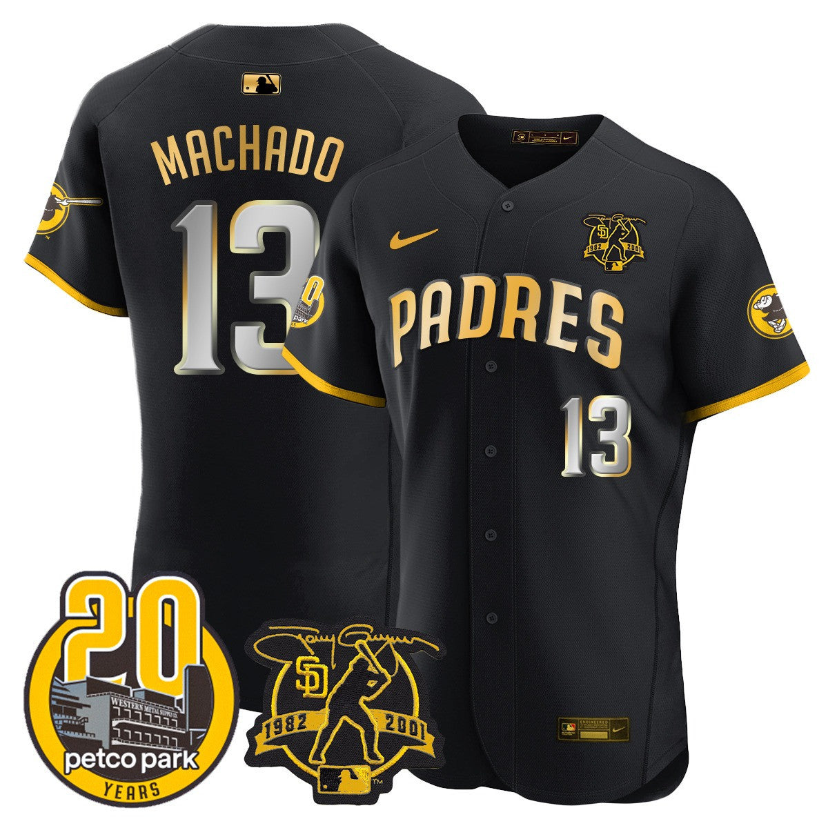 Men’s Tony Gwynn & Petco Park 20th Patch Vapor Premier Elite Jersey