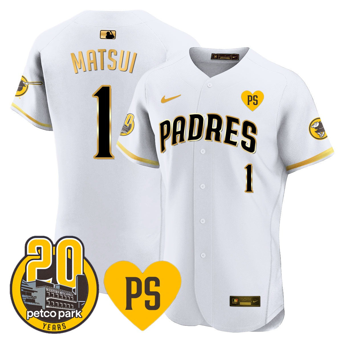 Men’s “For Peter” & Petco Park 20th Patch Vapor Premier Elite Jersey