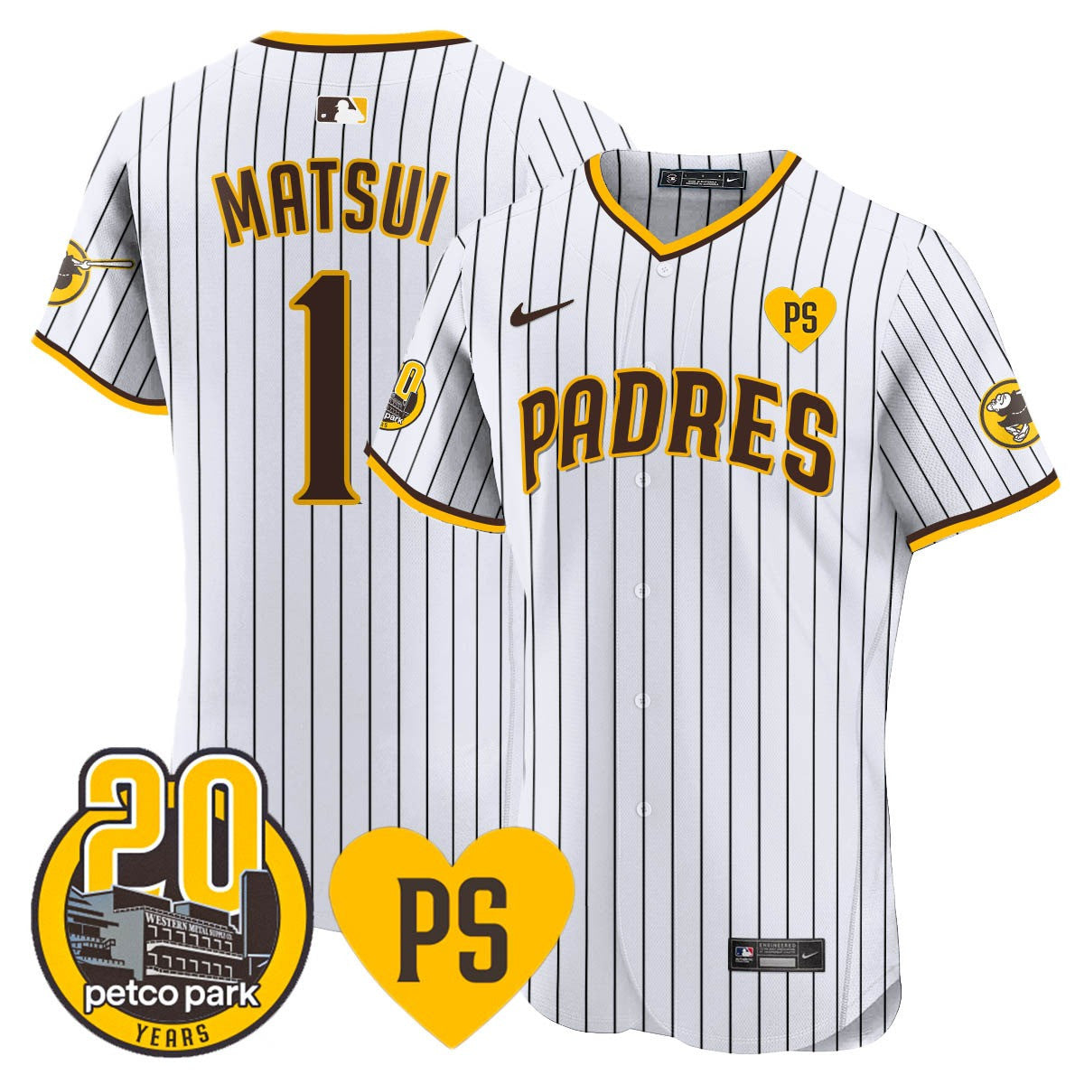 Men’s “For Peter” & Petco Park 20th Patch Vapor Premier Elite Jersey