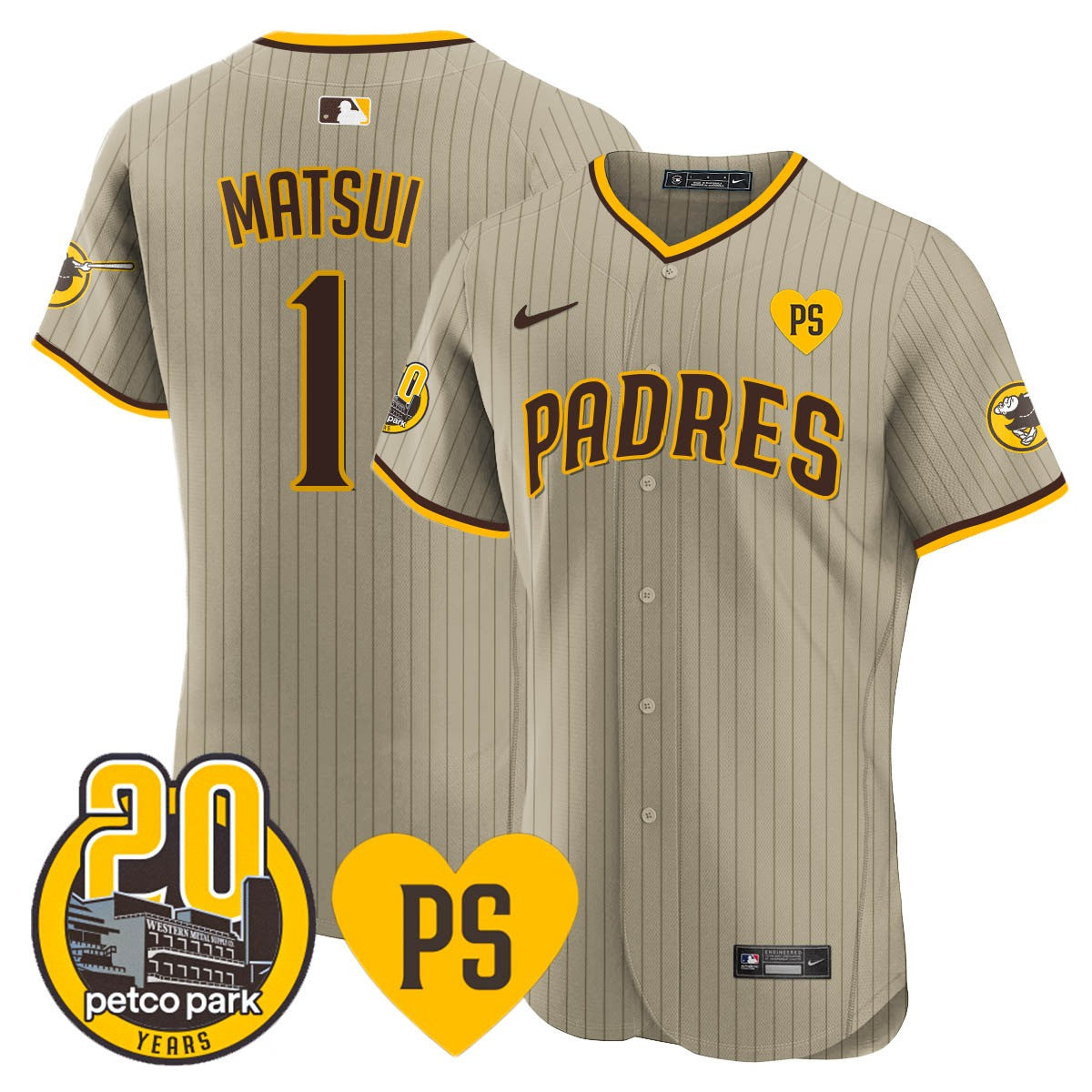 Men’s “For Peter” & Petco Park 20th Patch Vapor Premier Elite Jersey