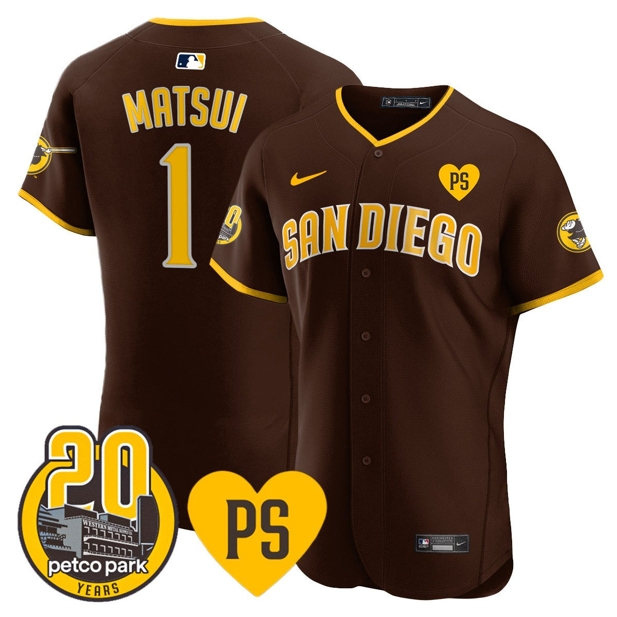Men’s “For Peter” & Petco Park 20th Patch Vapor Premier Elite Jersey