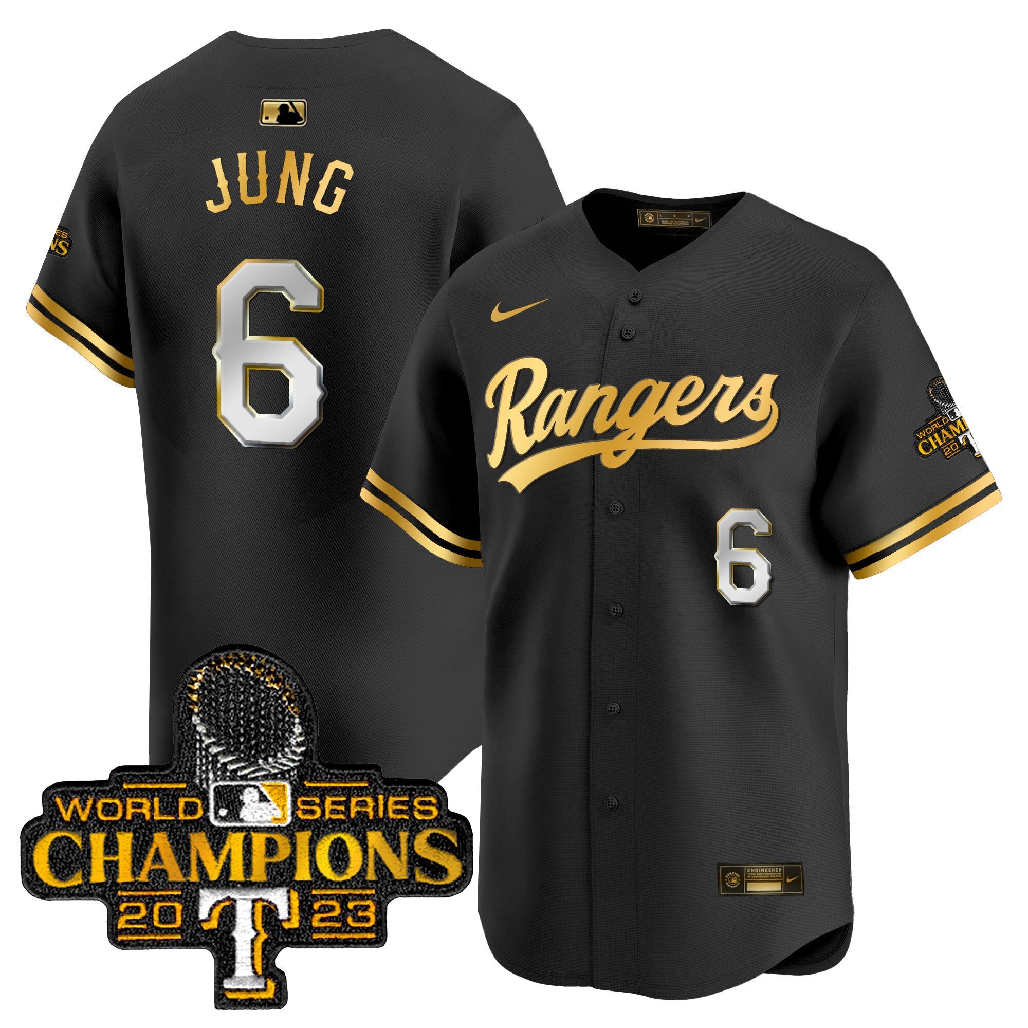 Men’s Texas 2023 World Series Champions Gold Trim Vapor Premier Limited Jersey