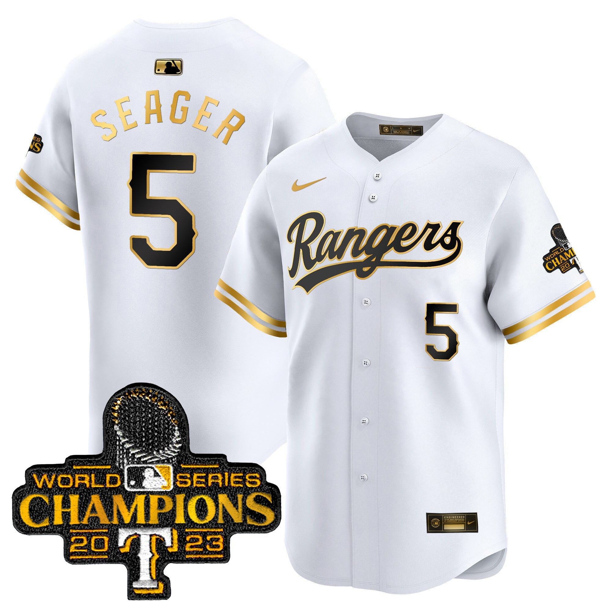 Men’s Texas 2023 World Series Champions Gold Trim Vapor Premier Limited Jersey