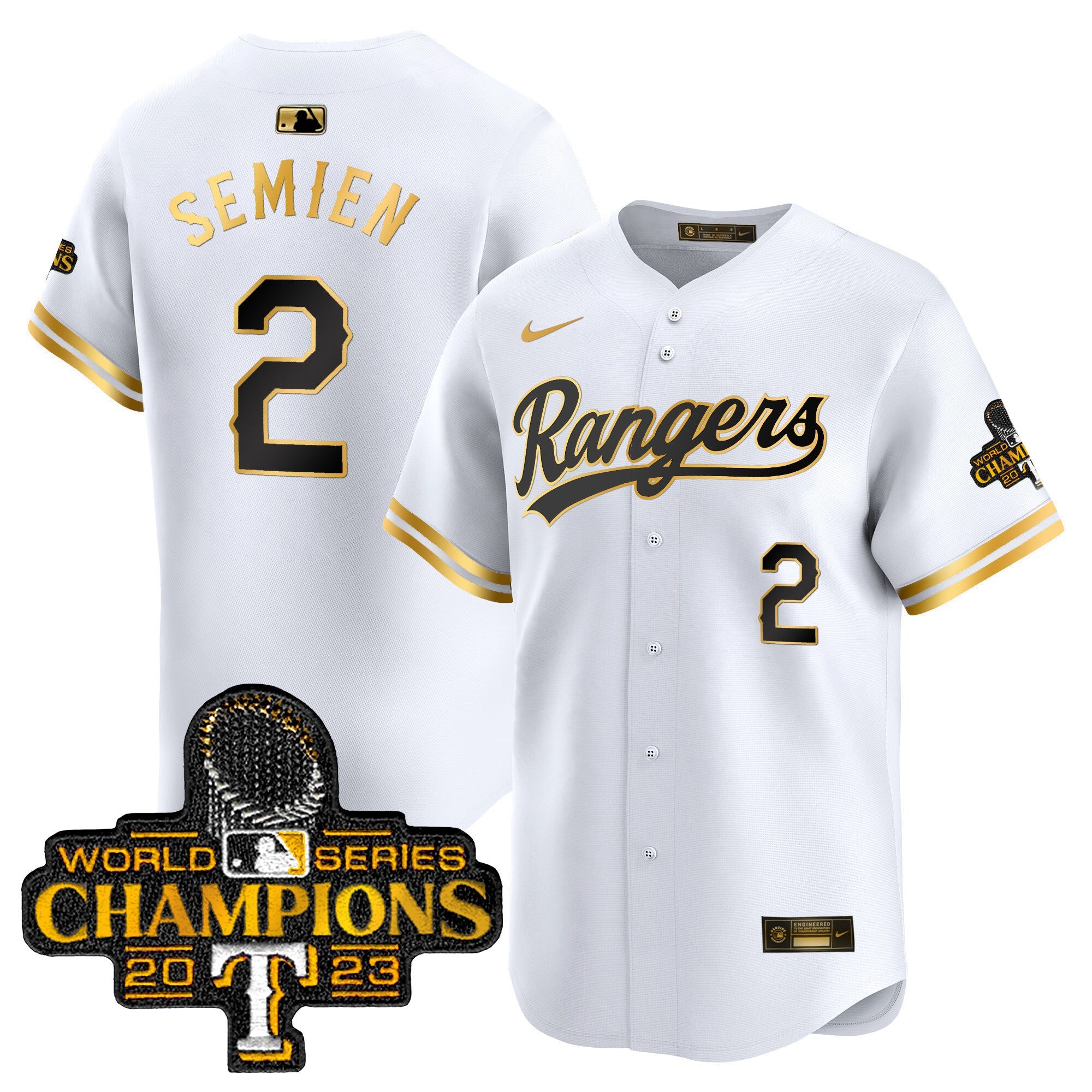 Men’s Texas 2023 World Series Champions Gold Trim Vapor Premier Limited Jersey